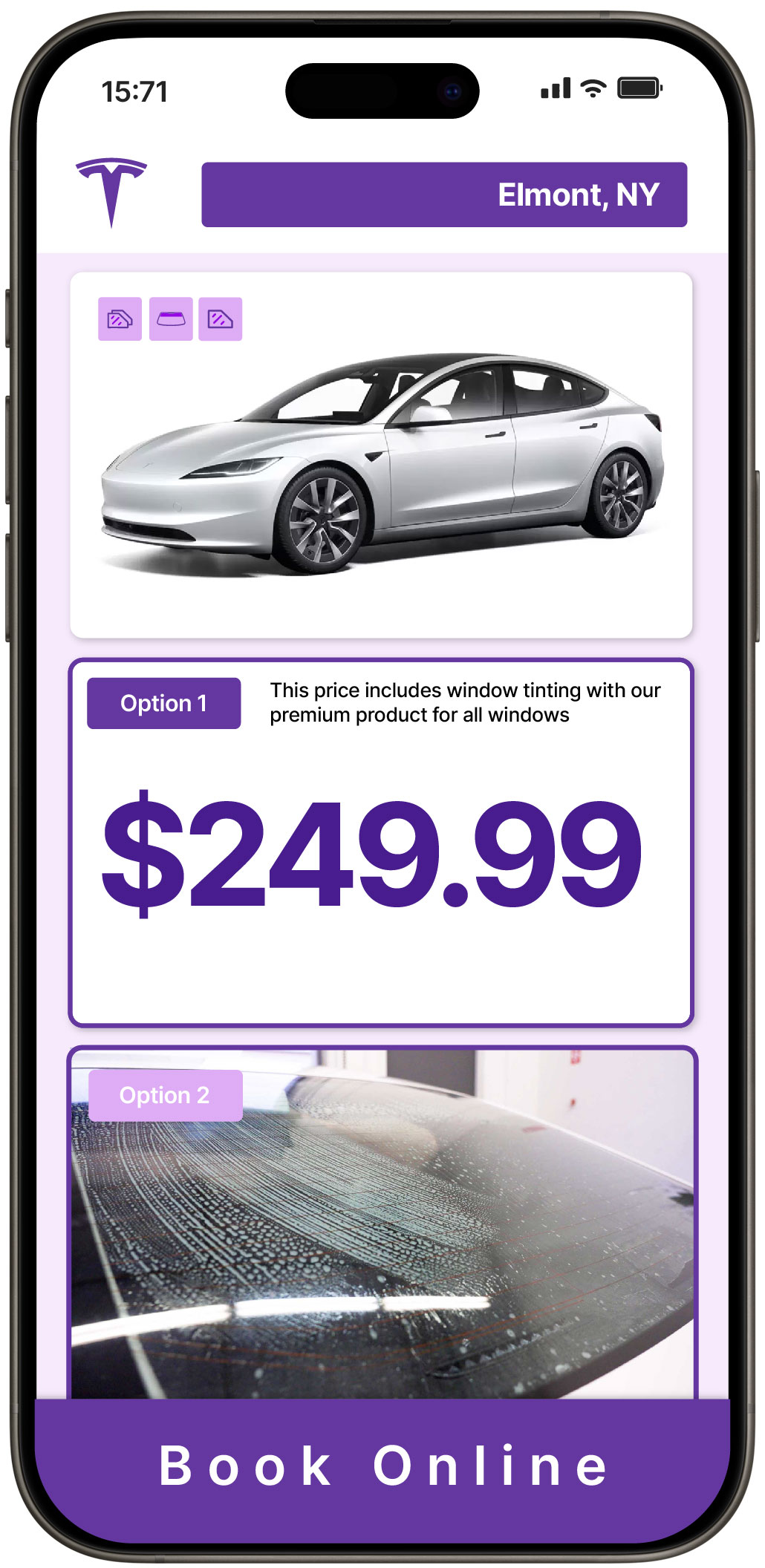View Affordable Tesla Window Tinting Prices in Elmont, New York