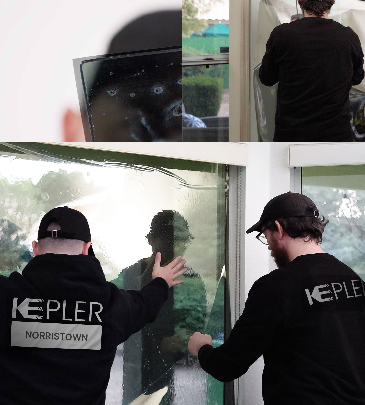 Expert Technician Fitting Advanced Window Tint to Home in Norristown