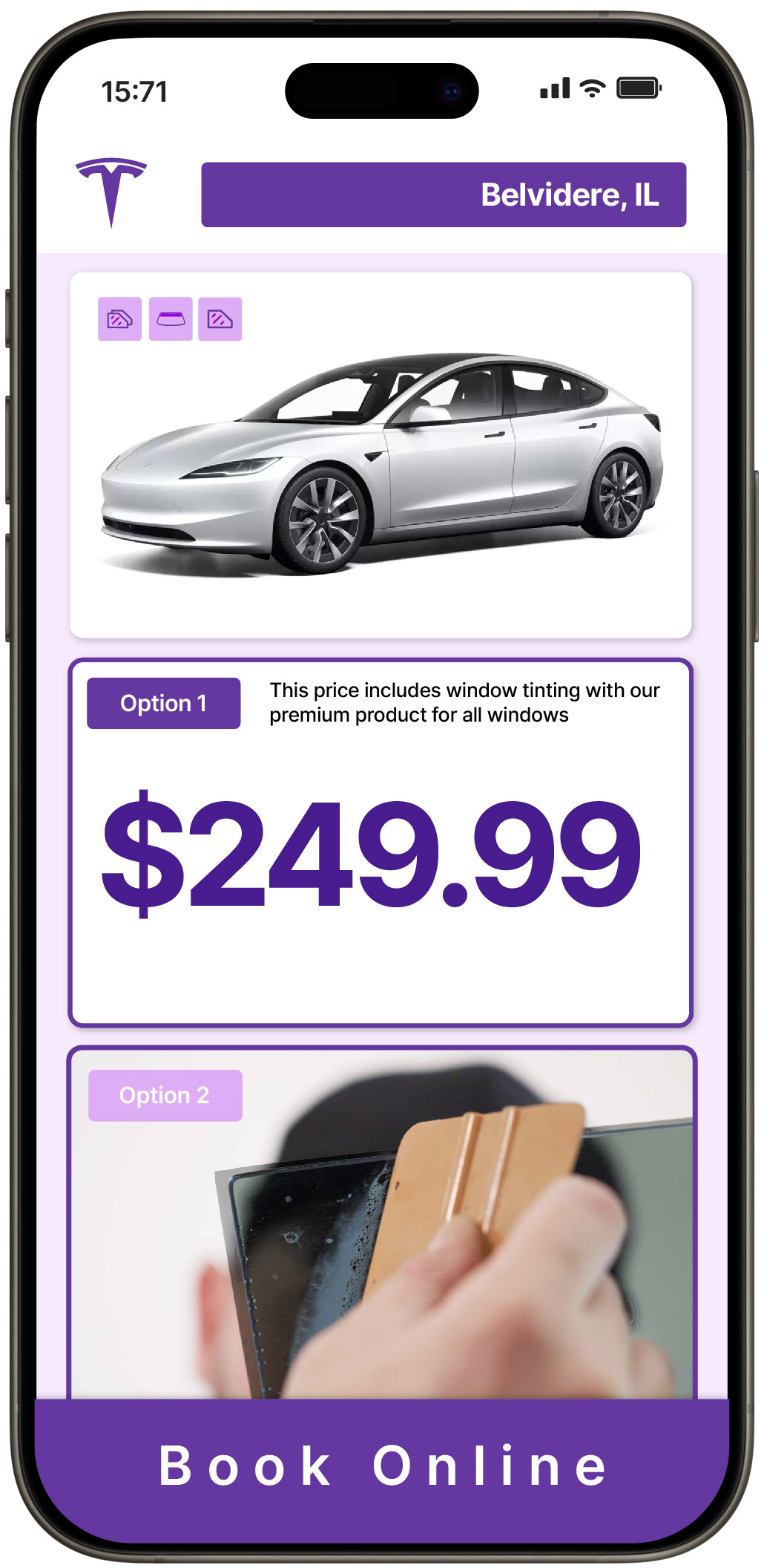 View Affordable Tesla Window Tinting Rates in Belvidere, Illinois