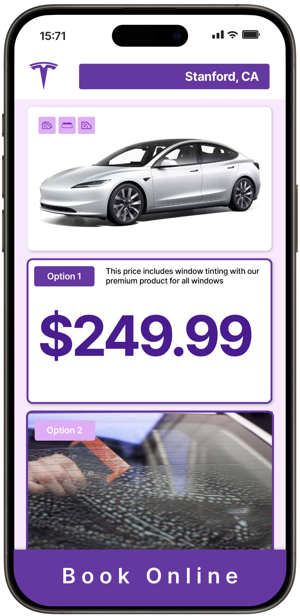 View Affordable Tesla Window Tinting Prices in Stanford, California