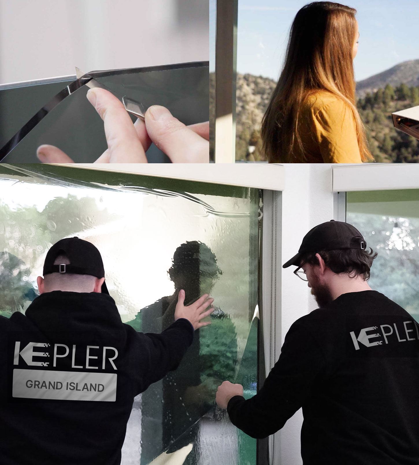 Kepler Technician Applying Advanced Window Tint to Home in Grand Island
