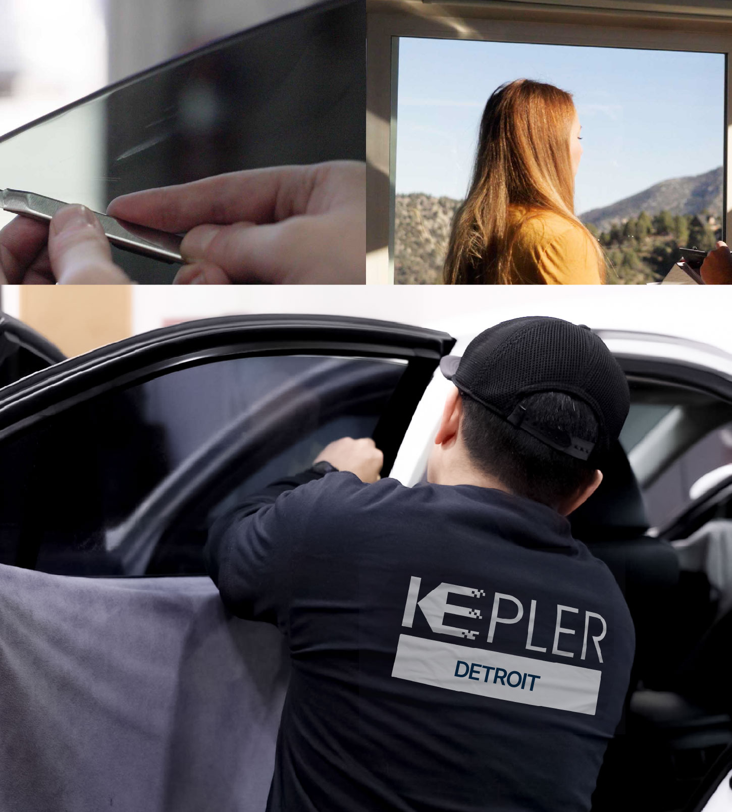 Automotive Window Tinting Expert Applying Film in Detroit, Michigan