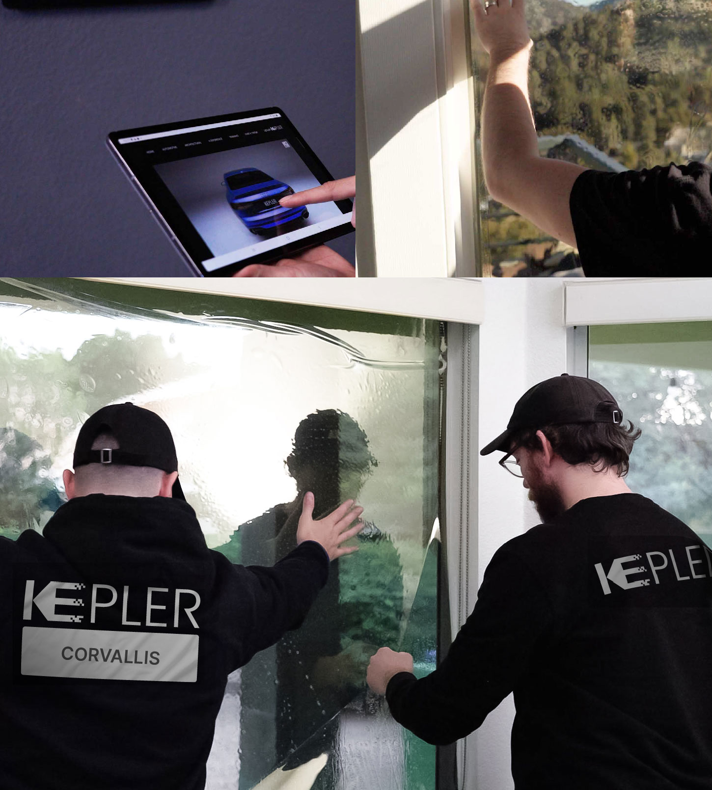 Kepler Technician Fitting Advanced Window Tint to Home in Corvallis