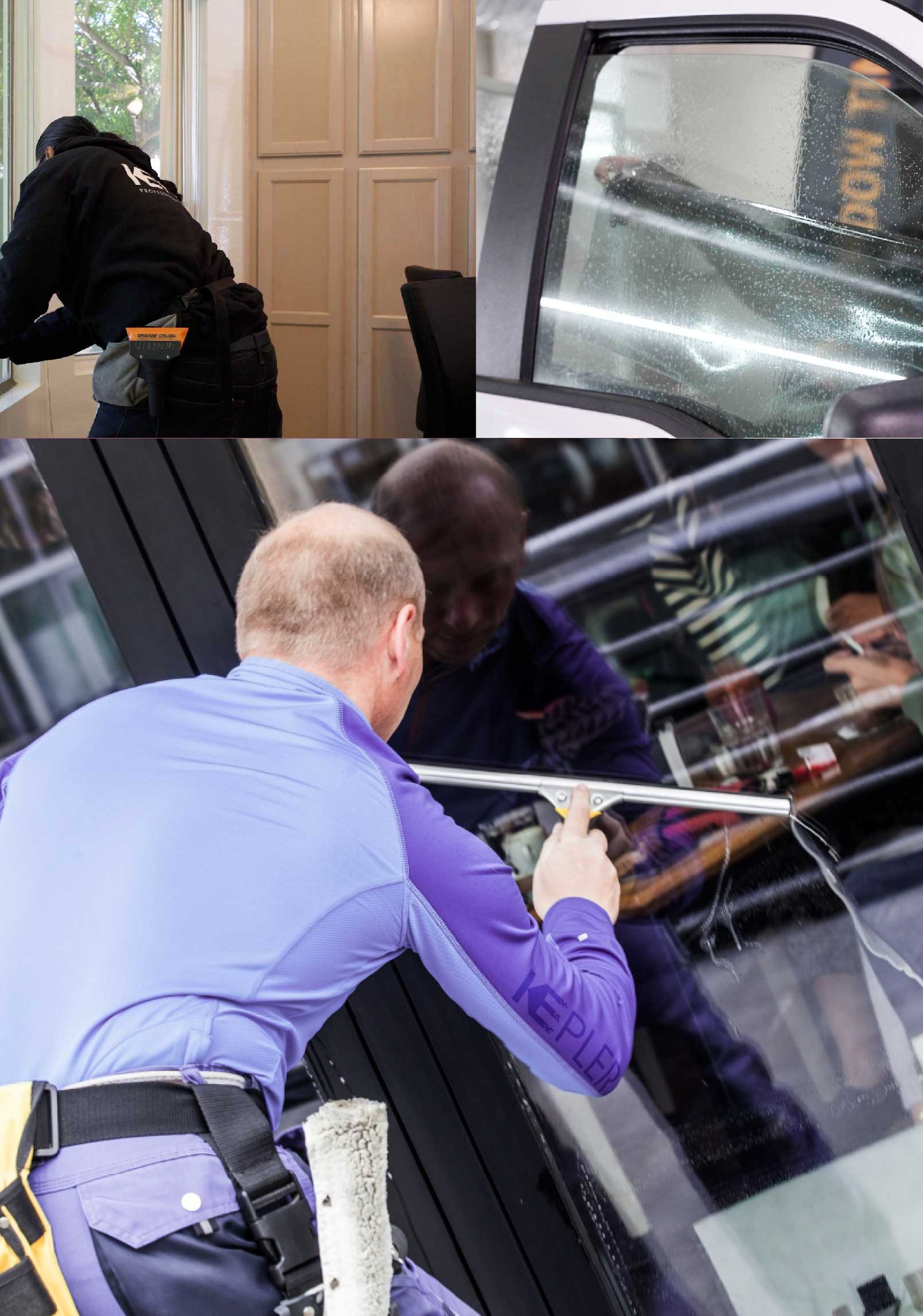 Kepler Professional Applying Anti-Graffiti Window Film to a Mooresville Shop Front