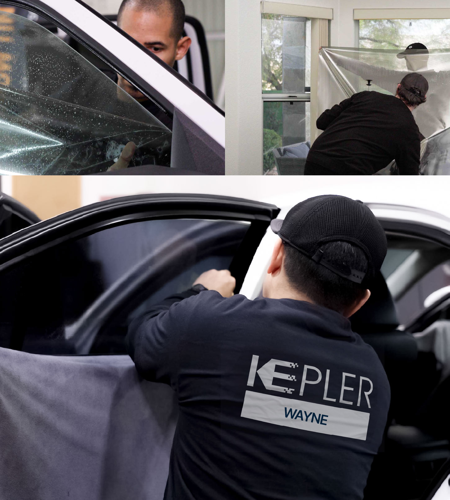 Automotive Window Tinting Expert Applying Film in Wayne, Pennsylvania