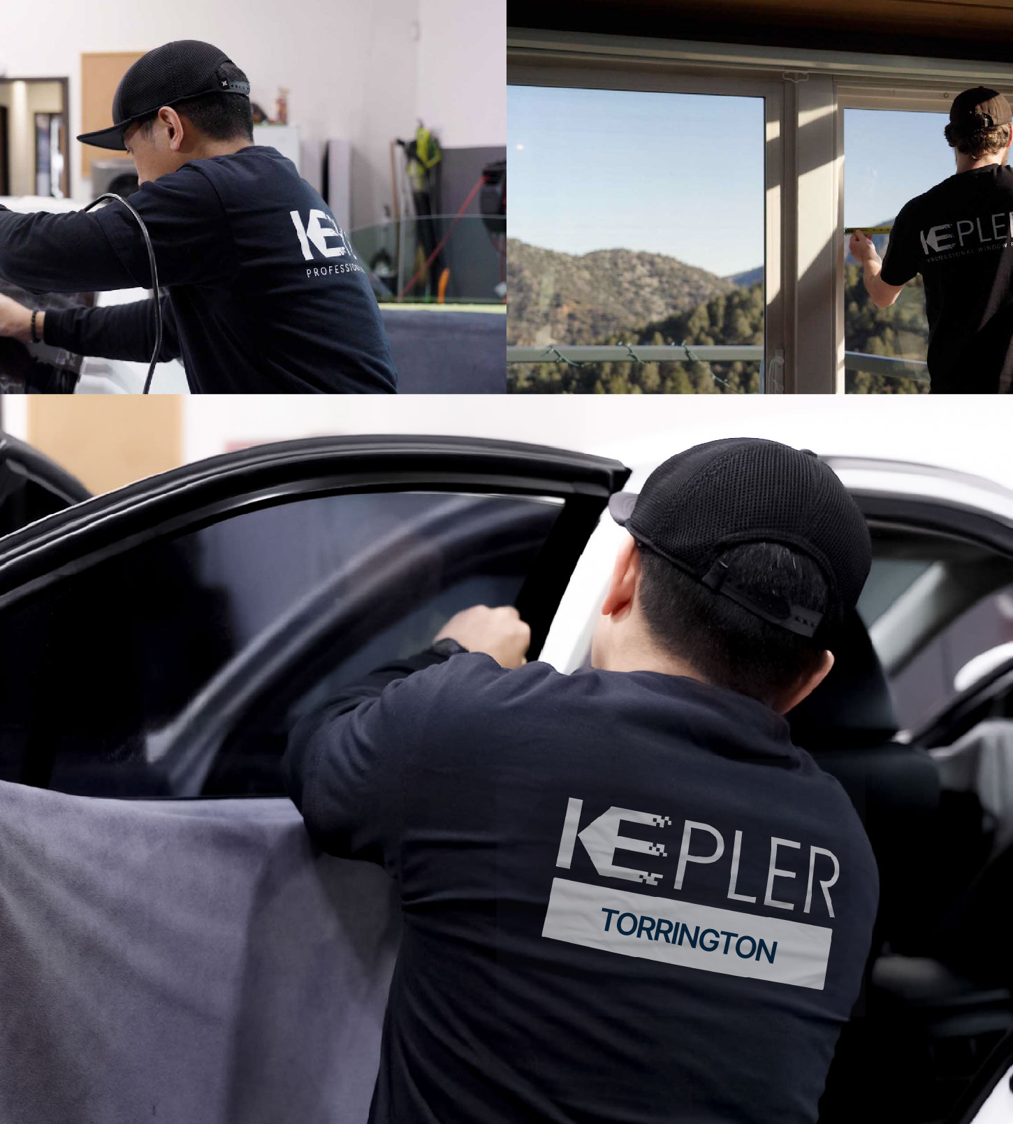 Automotive Window Tinting Expert Applying Film in Torrington, Connecticut
