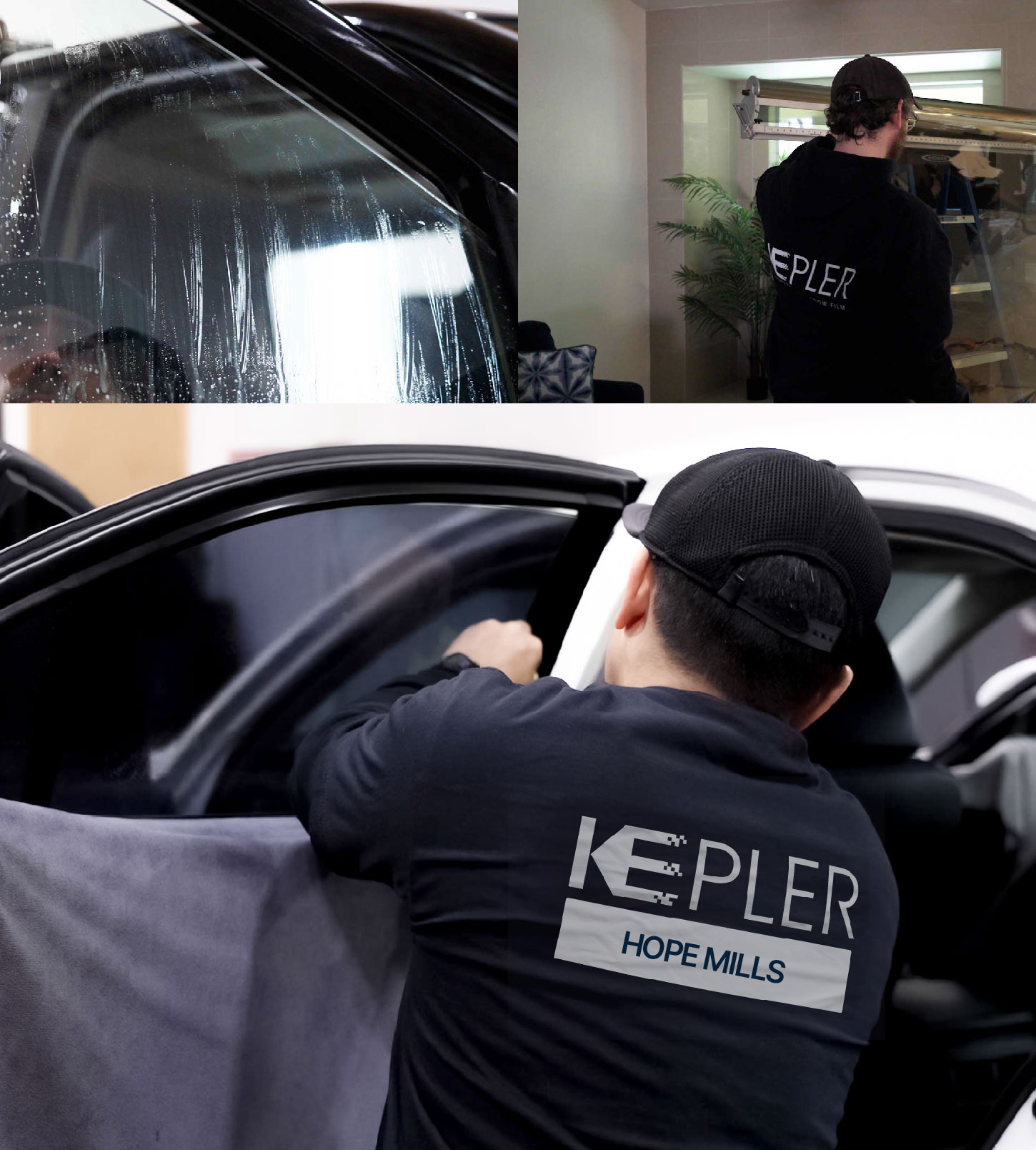Automotive Window Tinting Expert Applying Film in Hope Mills, North Carolina