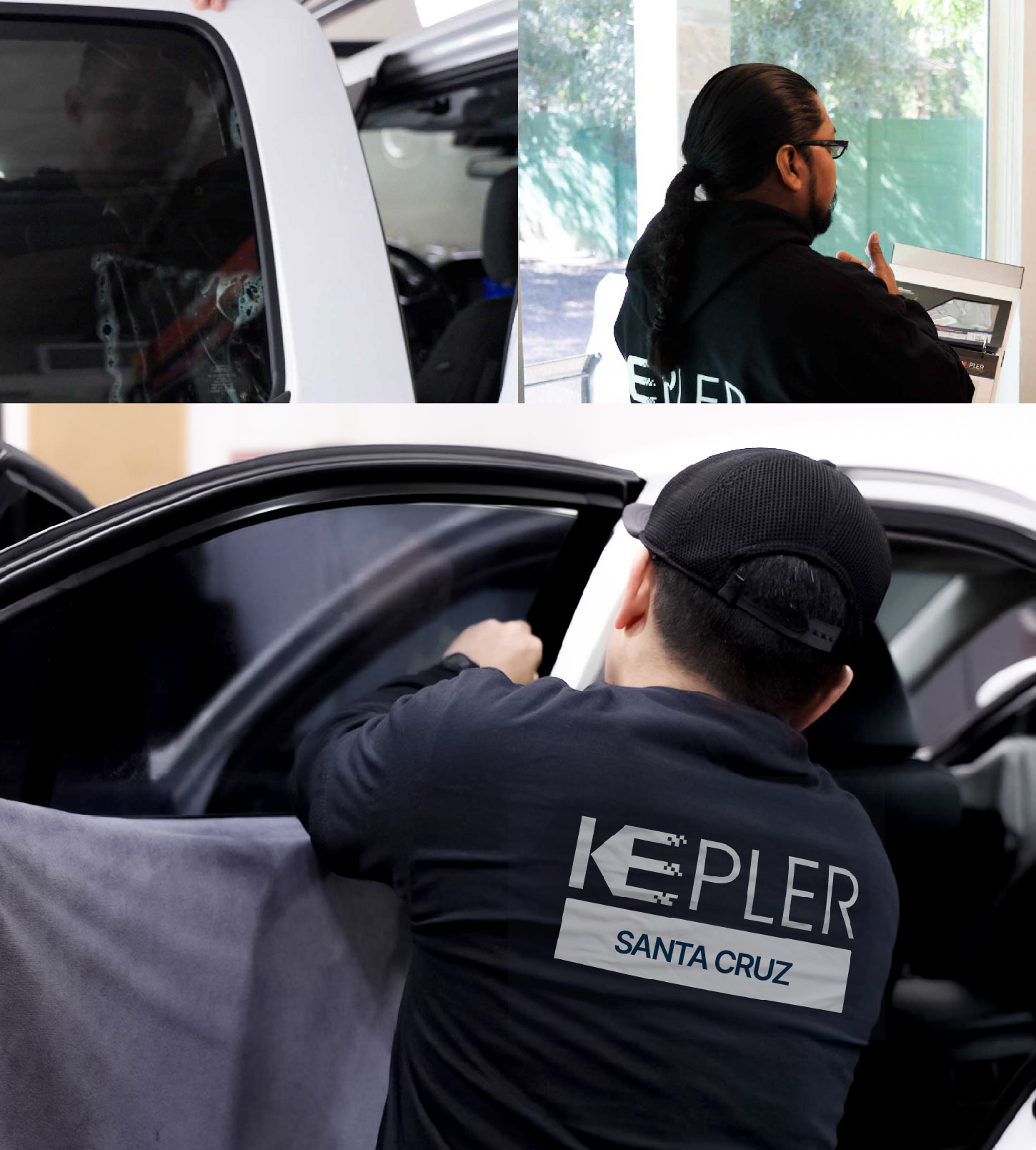 Automotive Window Tinting Expert Applying Film in Santa Cruz, California