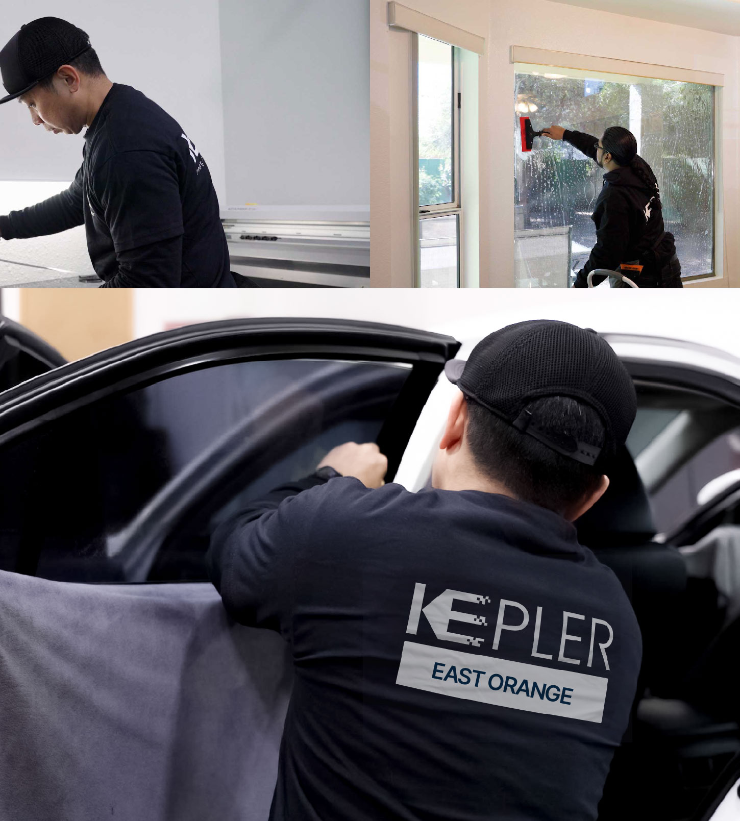 Automotive Window Tinting Expert Applying Film in East Orange, New Jersey