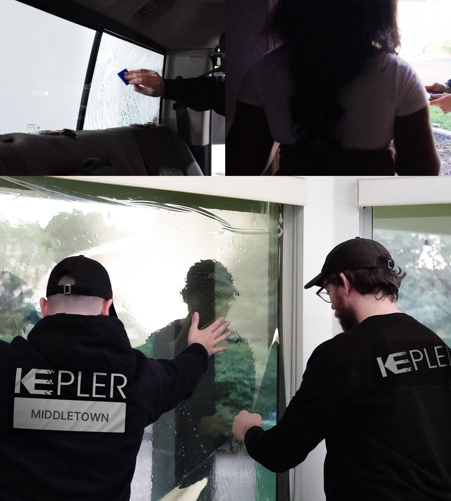 Kepler Technician Applying High-tech Window Tint to Home in Middletown