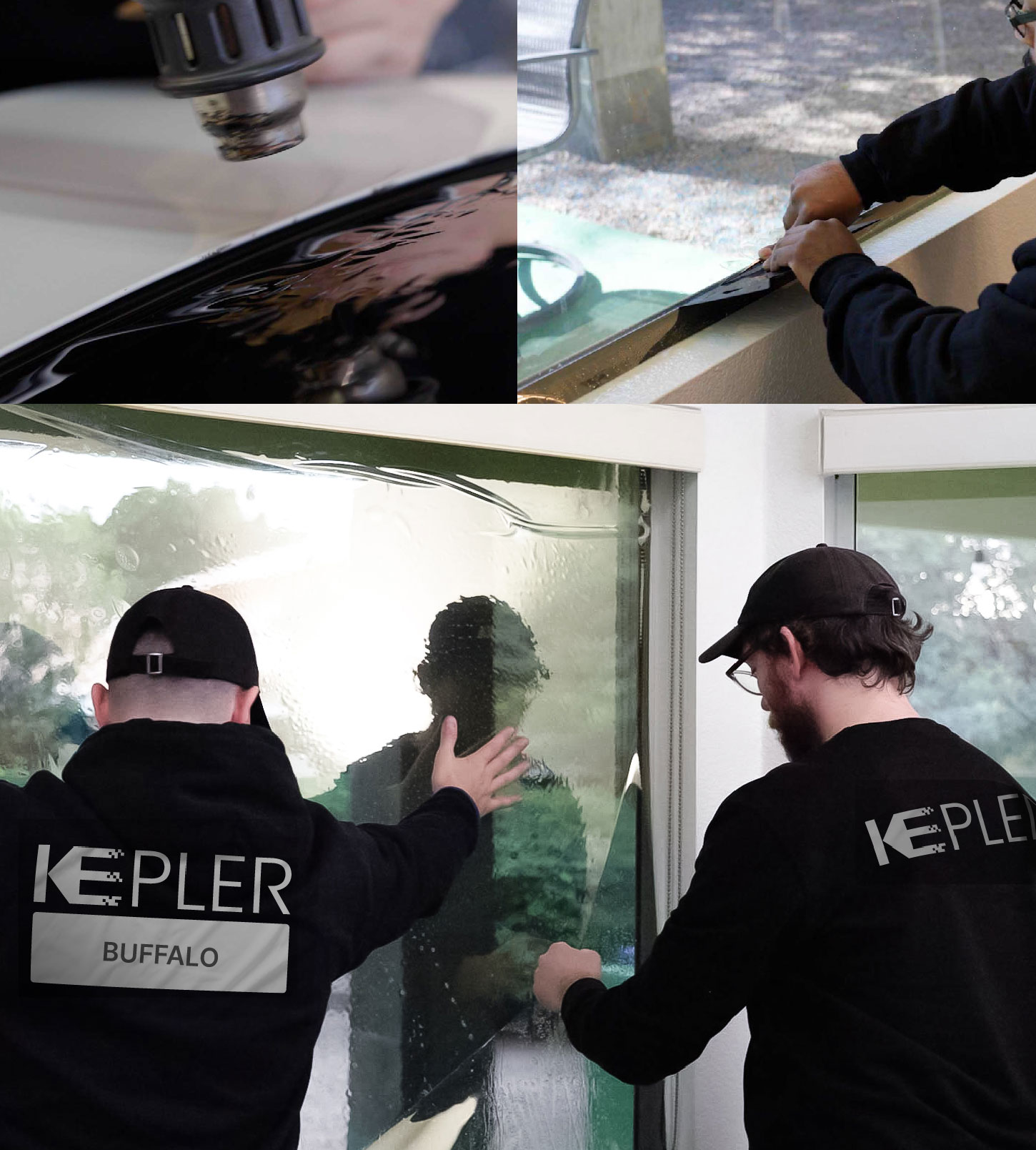 Kepler Technician Fitting Ceramic Window Tint to Home in Buffalo