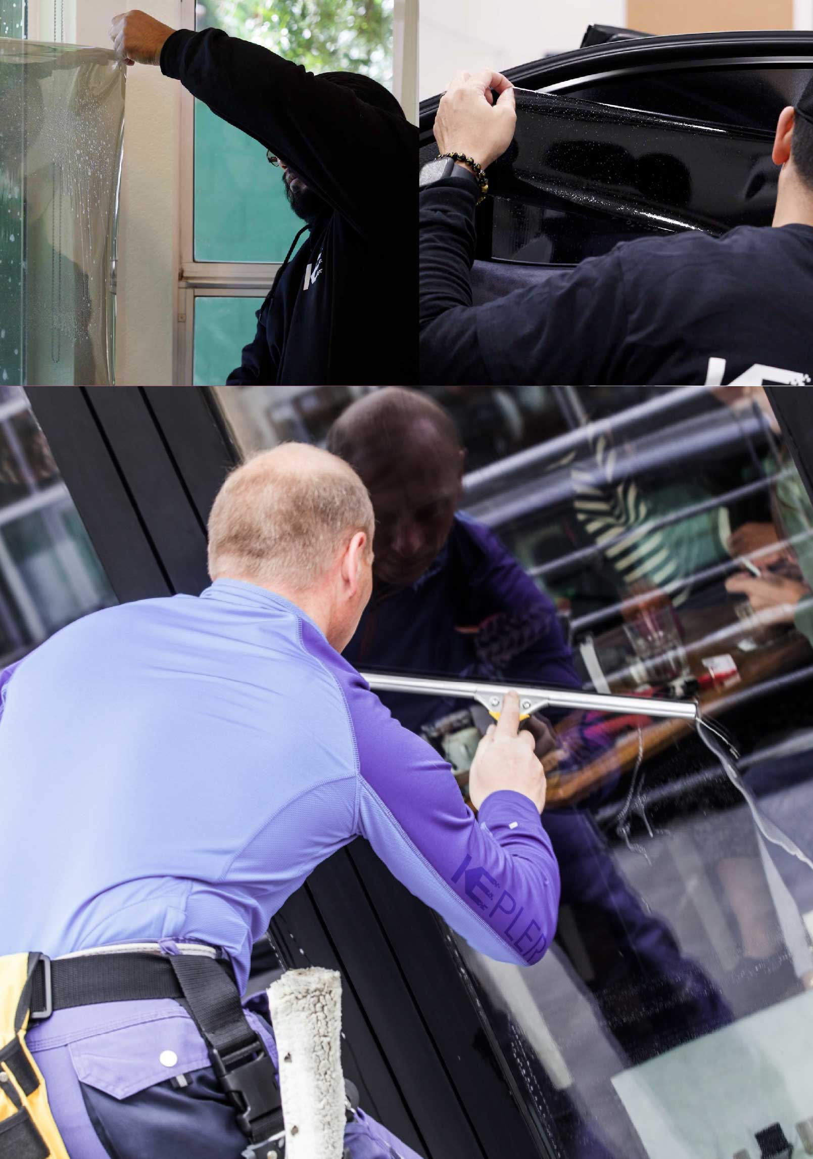 Kepler Skilled Applying Anti-Graffiti Window Film to a North Chicago Shop Front