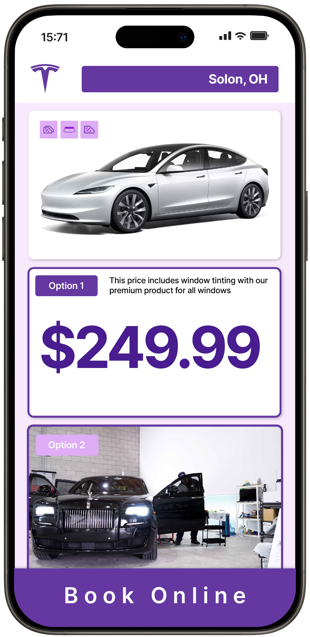 View Affordable Tesla Window Tinting Prices in Solon, Ohio