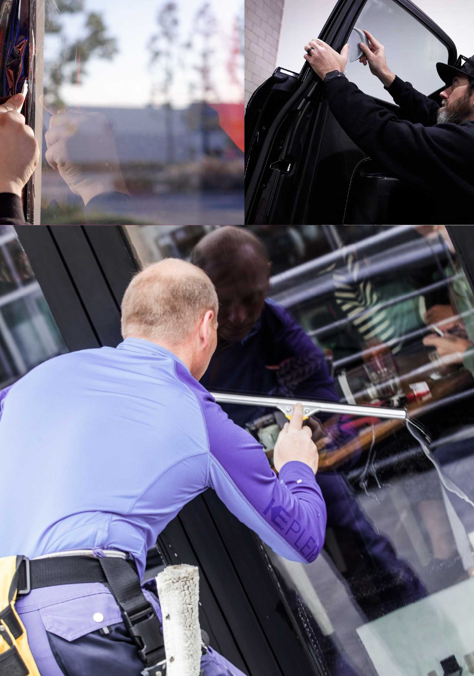 Kepler Expert Applying Anti-Graffiti Window Film to a Plano Shop Front