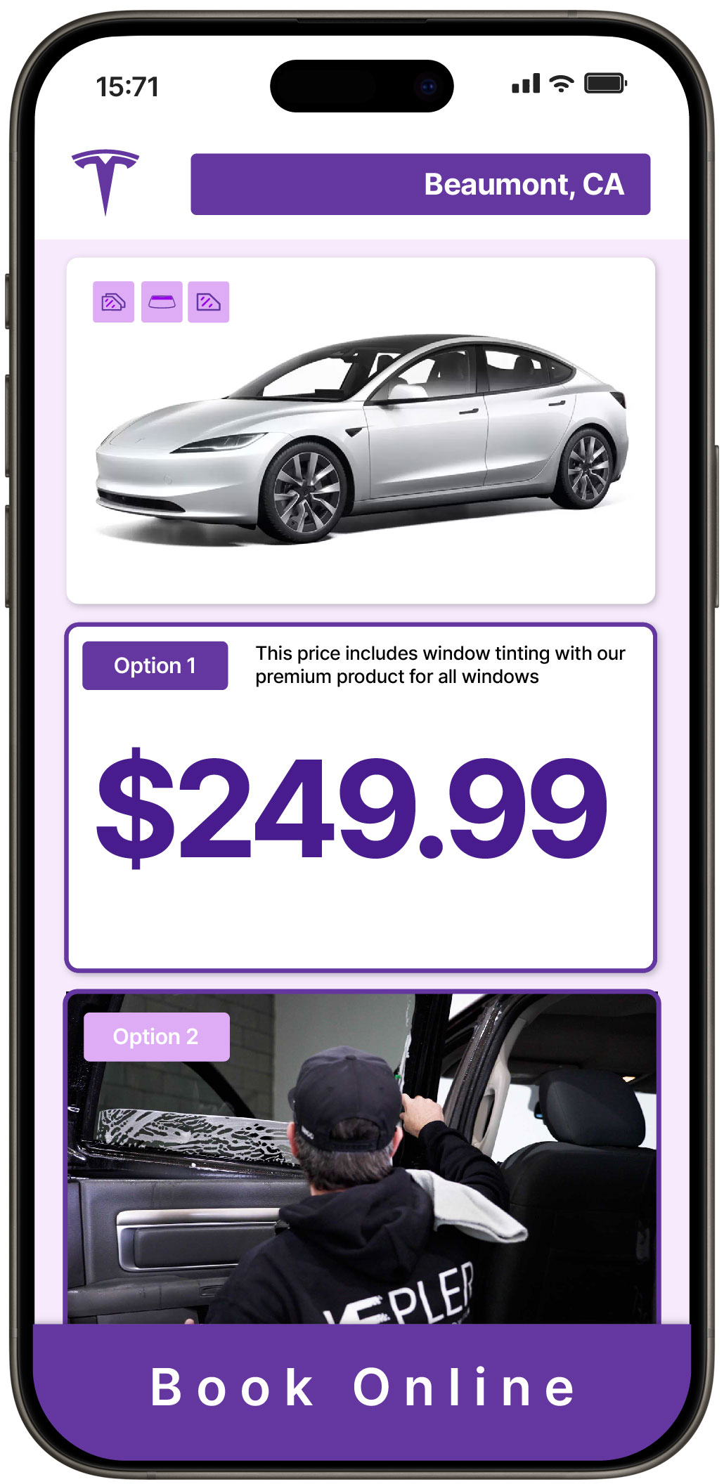View Competitive Tesla Window Tinting Costs in Beaumont, California