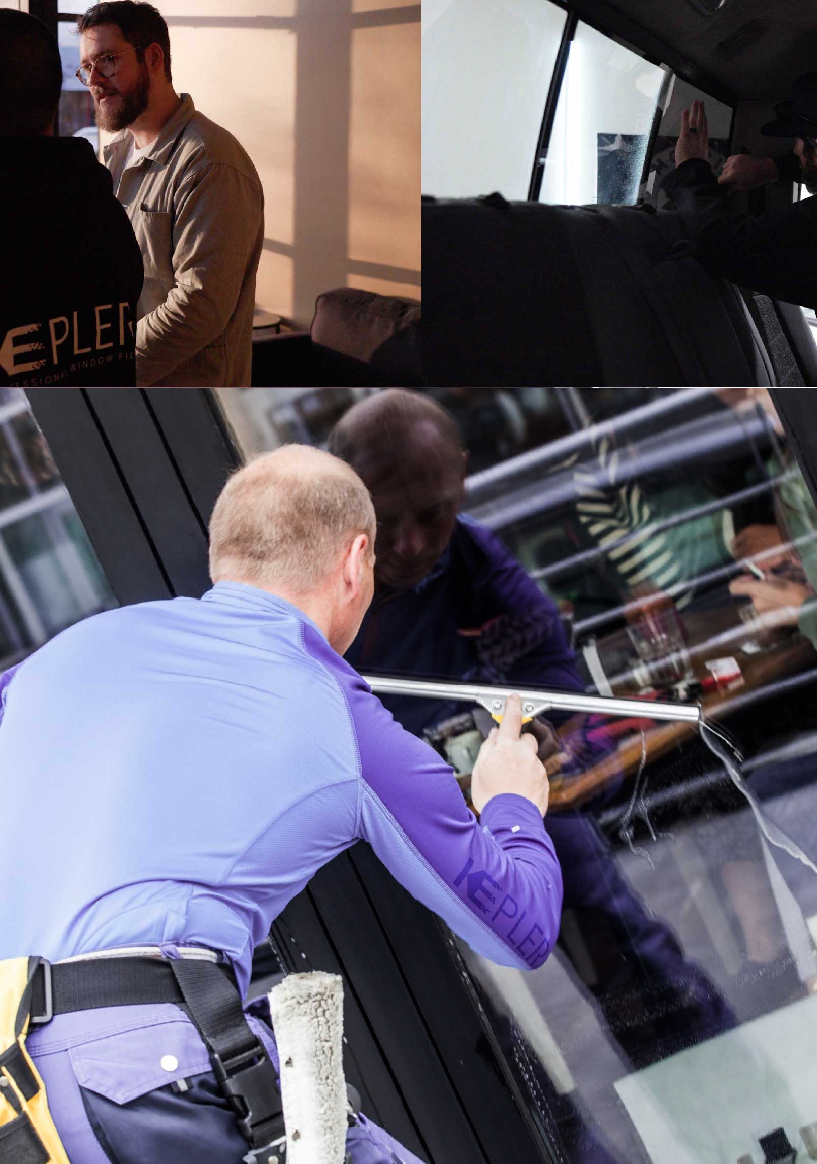 Kepler Professional Applying Anti-Graffiti Window Film to a Radford Shop Front