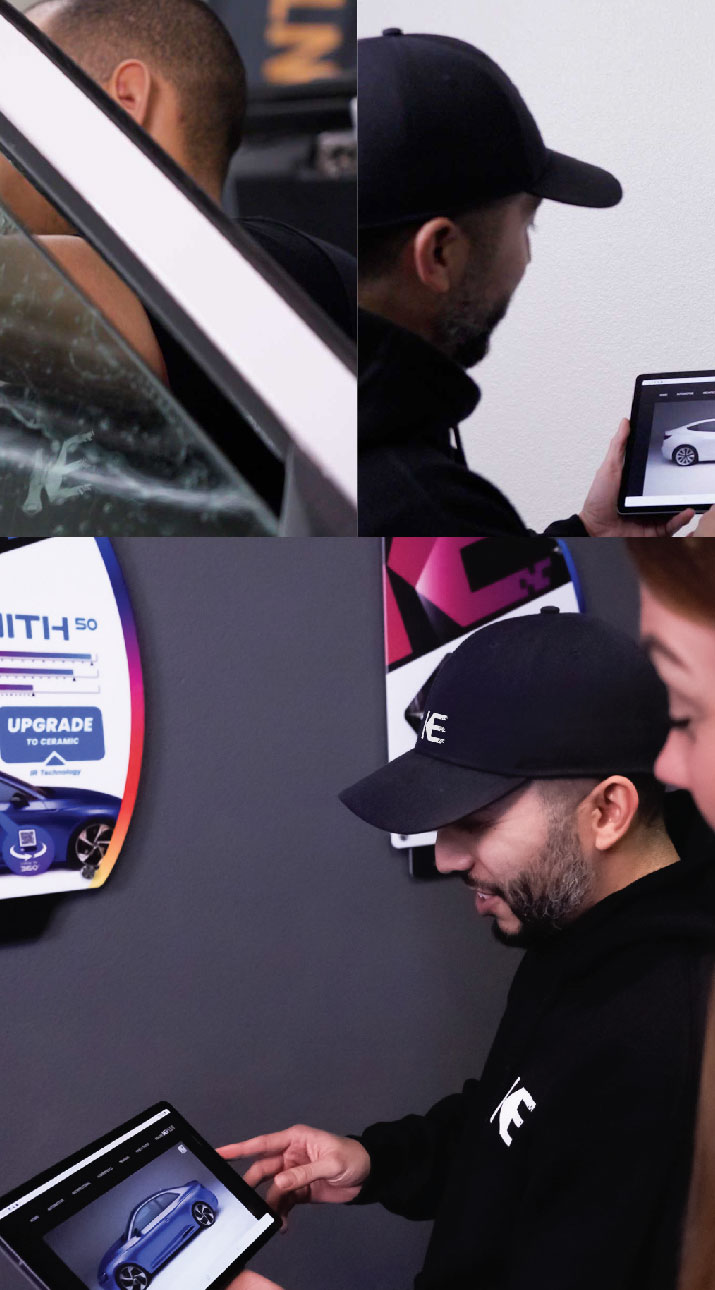 Kepler Dealer Showing Car Window Film Options to Customer in Newport News, Virginia