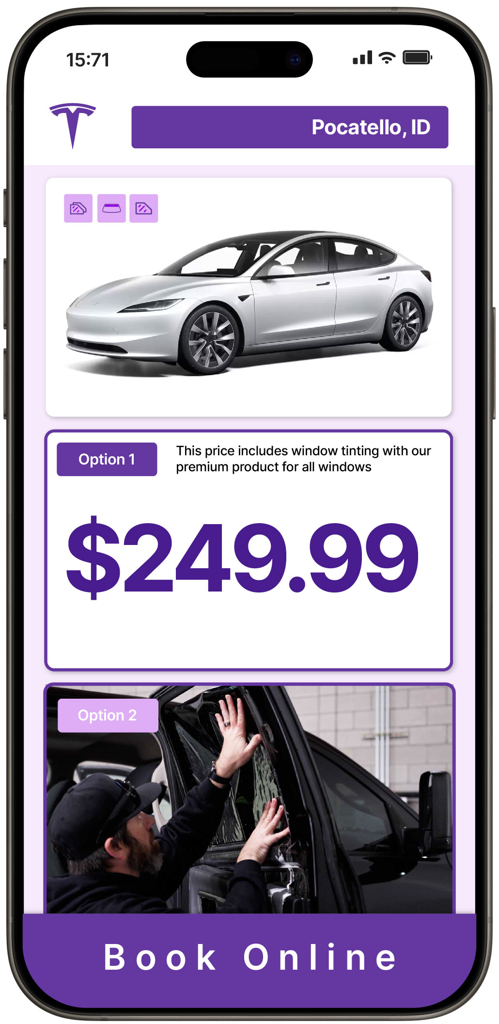 View Competitive Tesla Window Tinting Costs in Pocatello, Idaho