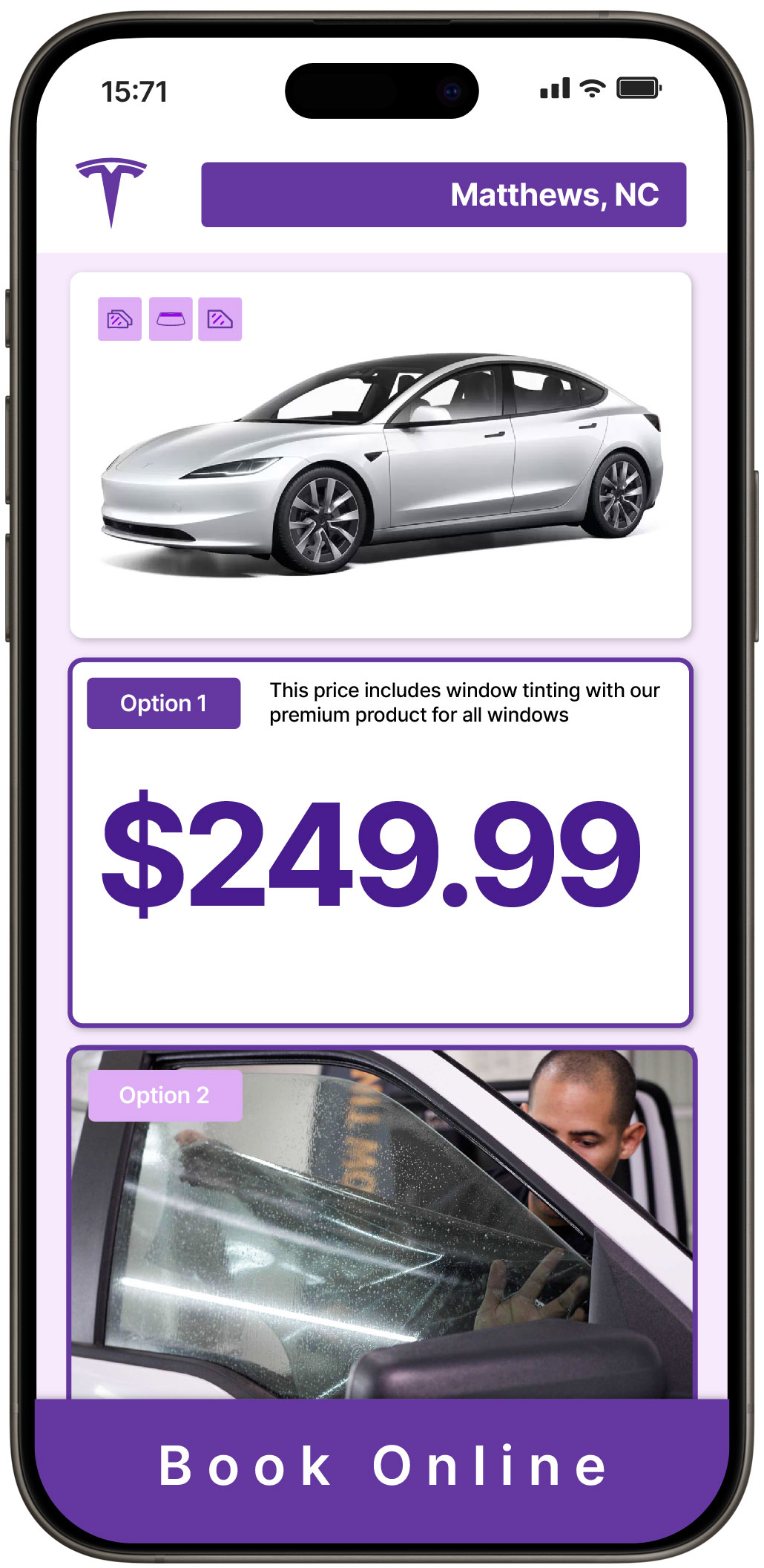 View Reasonable Tesla Window Tinting Rates in Matthews, North Carolina
