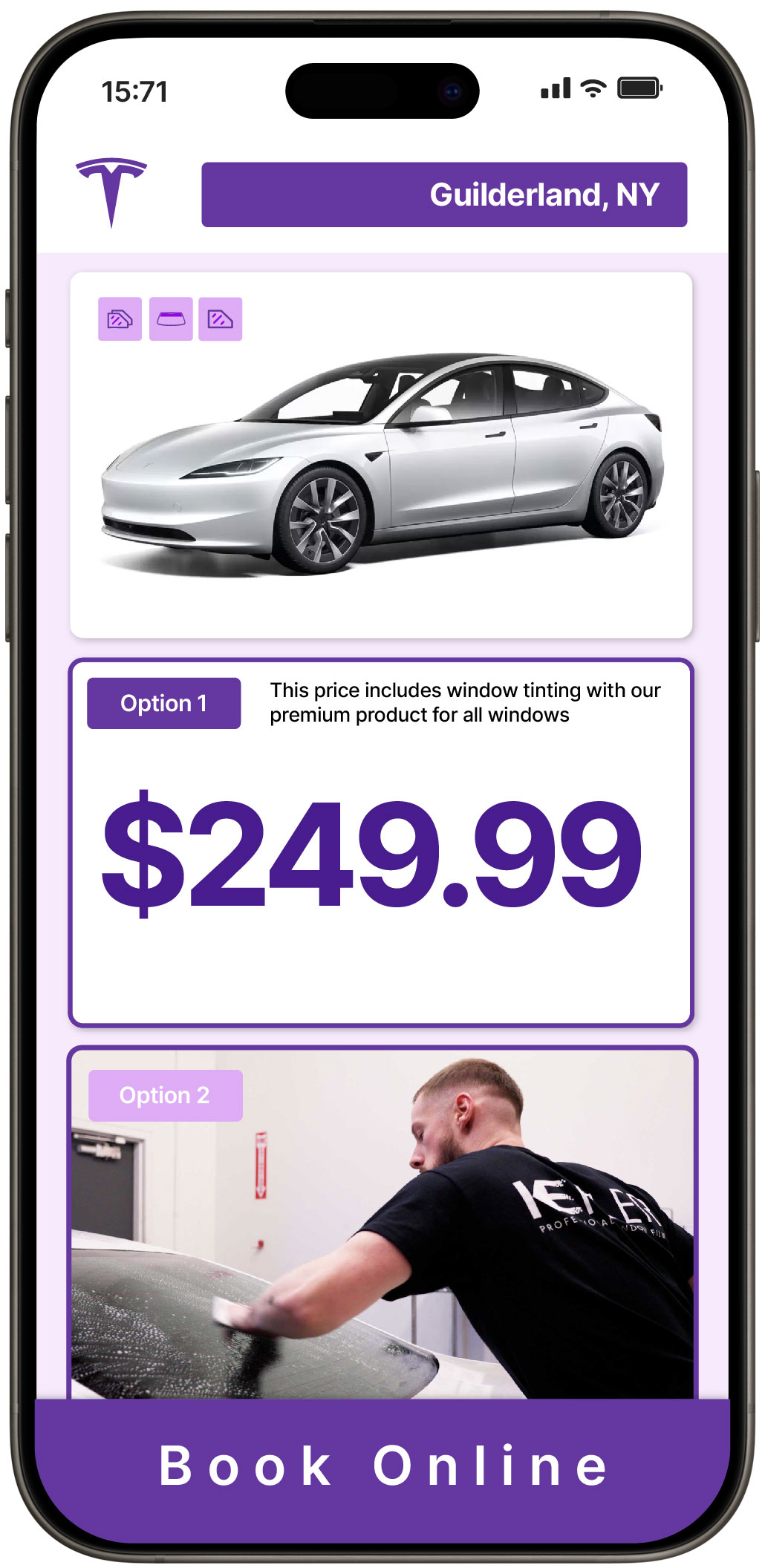 View Affordable Tesla Window Tinting Rates in Guilderland, New York