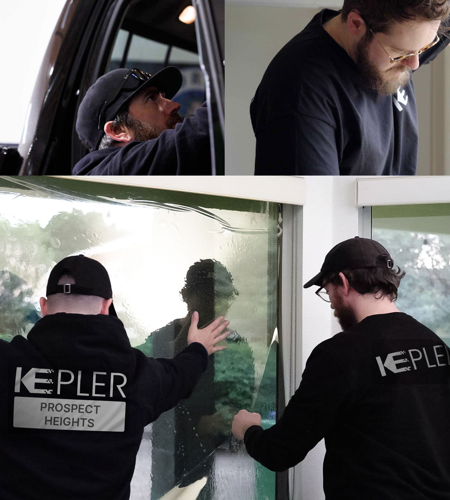 Expert Technician Fitting High-tech Window Tint to Home in Prospect Heights
