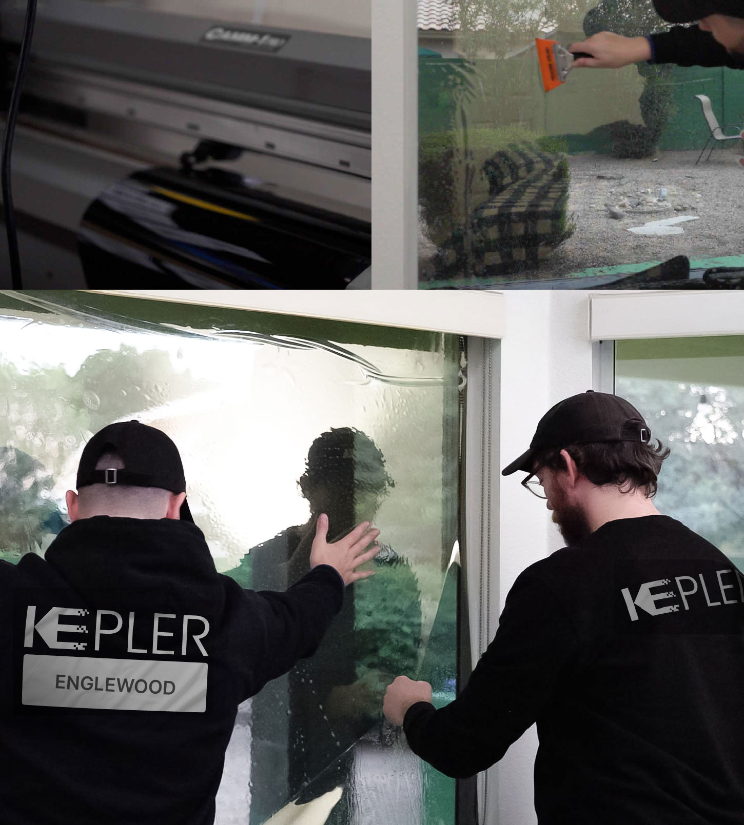 Expert Technician Applying Advanced Window Tint to Home in Englewood
