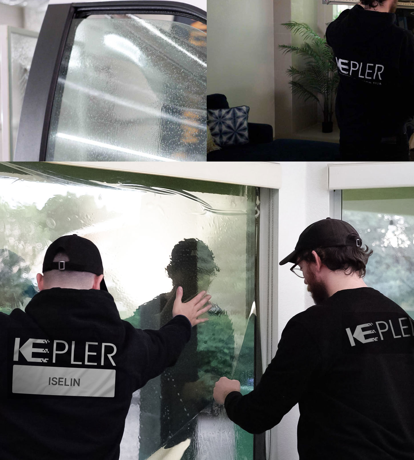 Expert Technician Applying Ceramic Window Tint to Home in Iselin