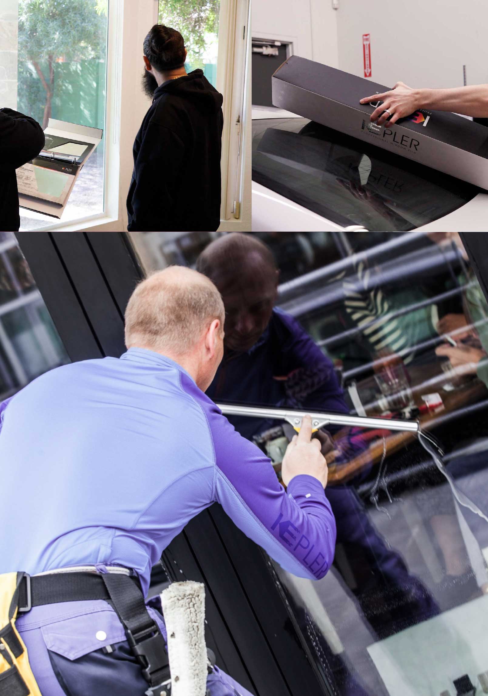 Kepler Skilled Applying Anti-Graffiti Window Film to a Des Moines Shop Front