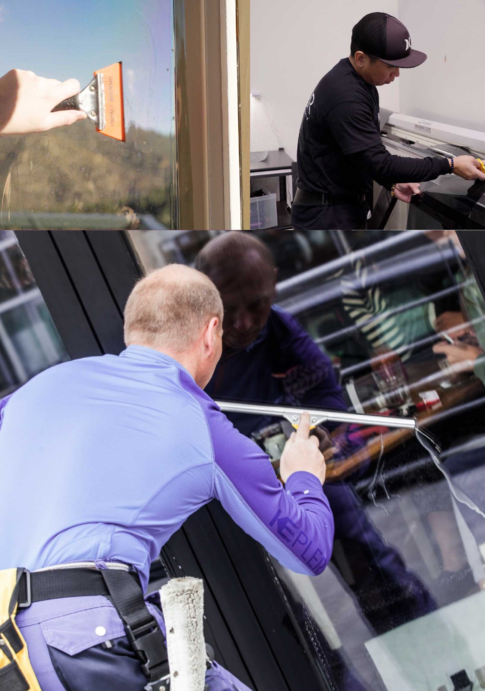Kepler Skilled Applying Anti-Graffiti Window Film to a Paramus Shop Front