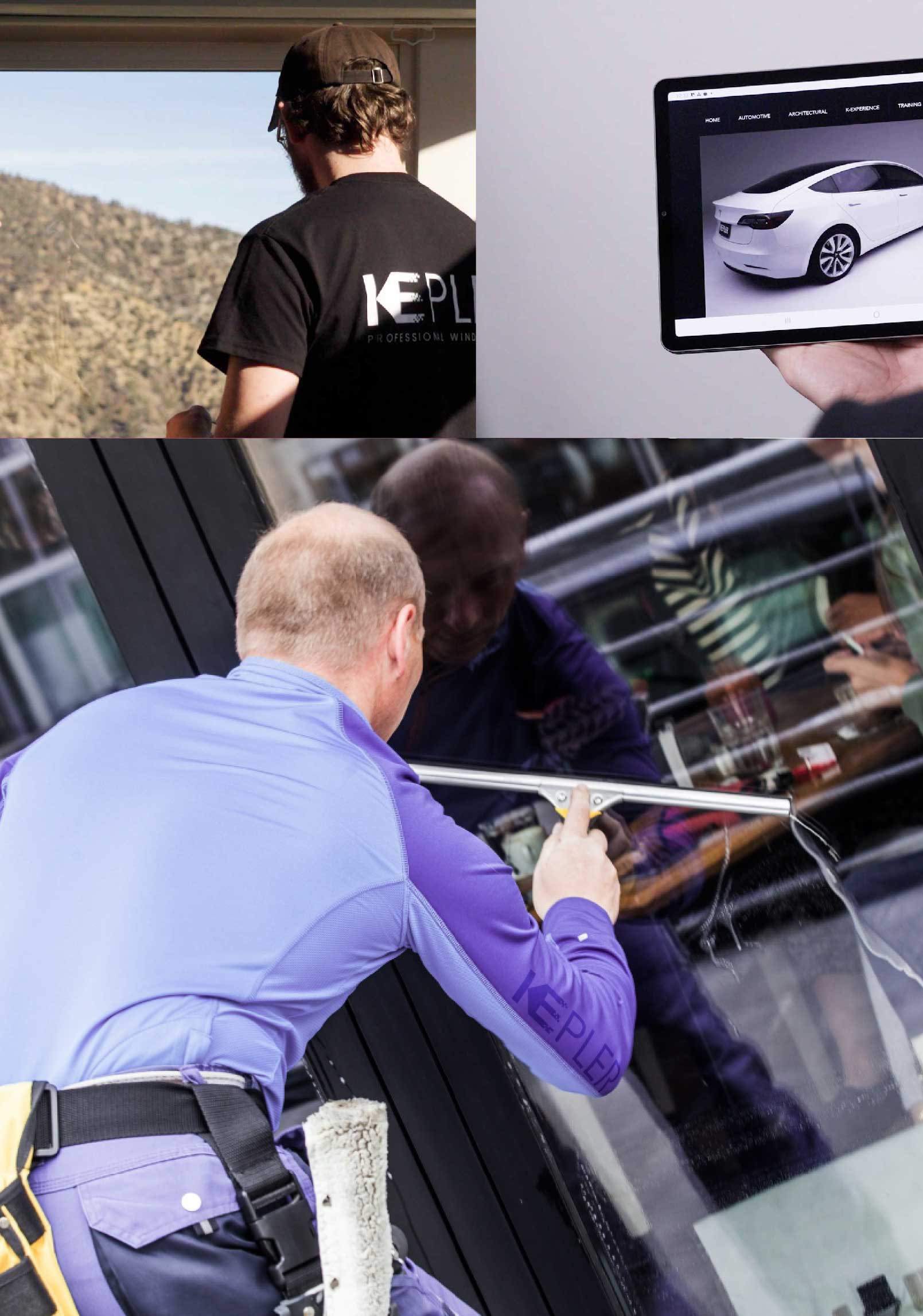 Kepler Professional Applying Anti-Graffiti Window Film to a Walnut Shop Front