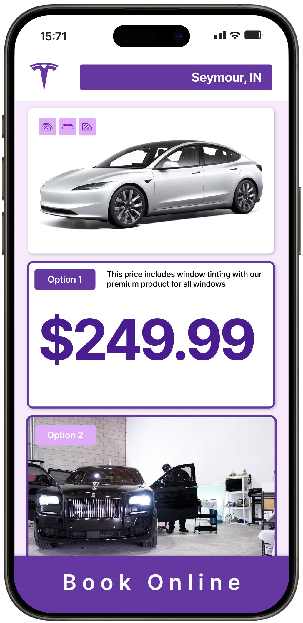 View Affordable Tesla Window Tinting Rates in Seymour, Indiana