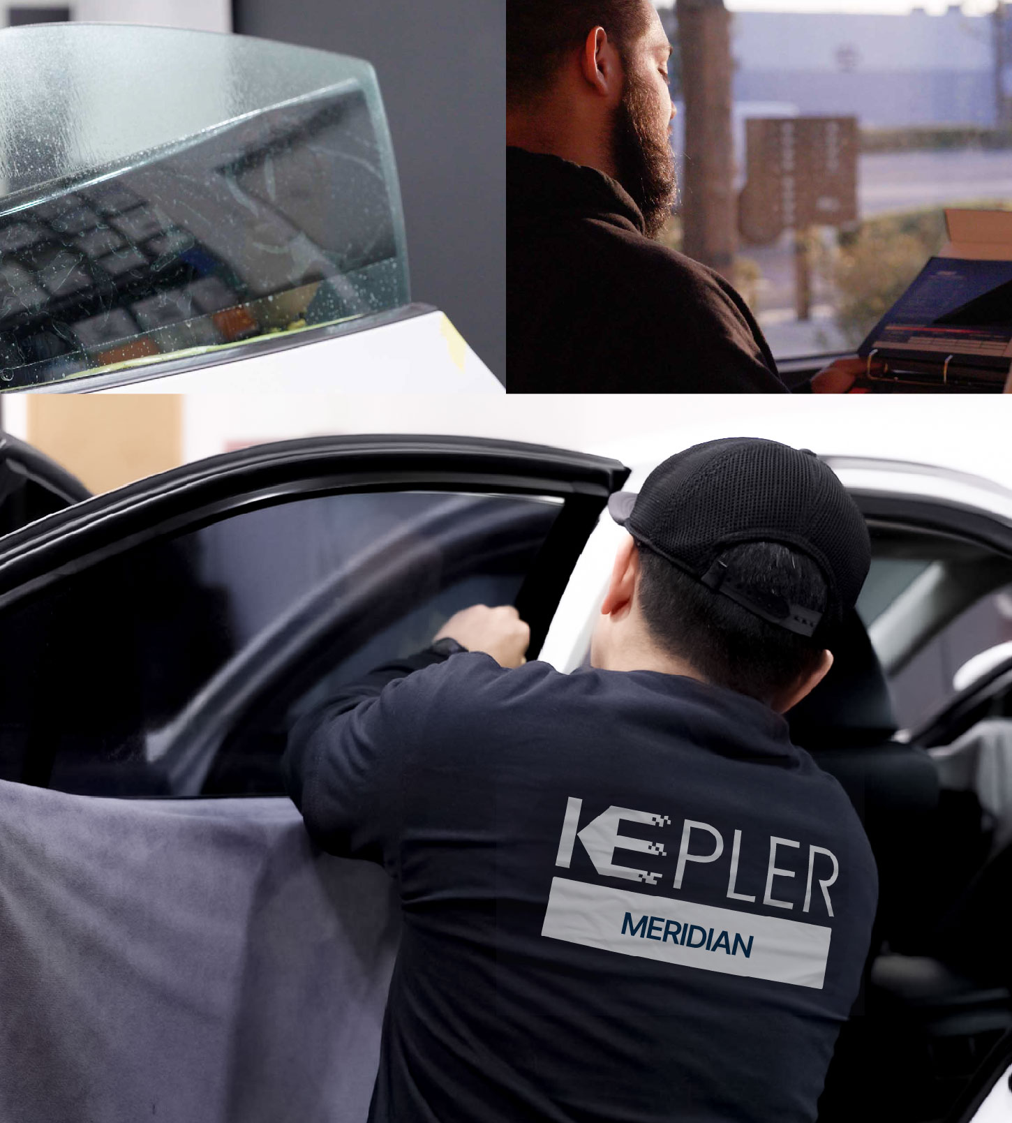 Automotive Window Tinting Expert Applying Film in Meridian, Idaho