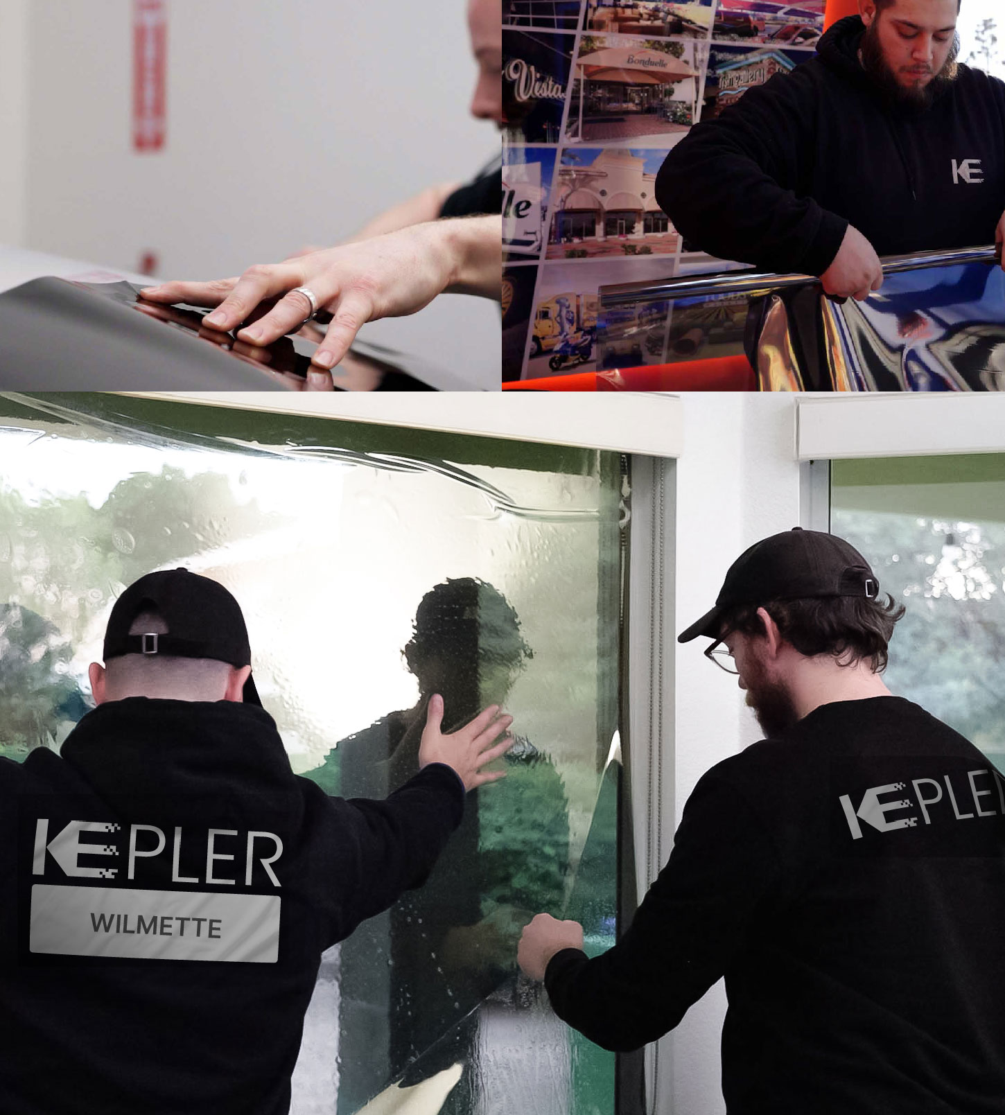 Kepler Technician Applying Advanced Window Tint to Home in Wilmette