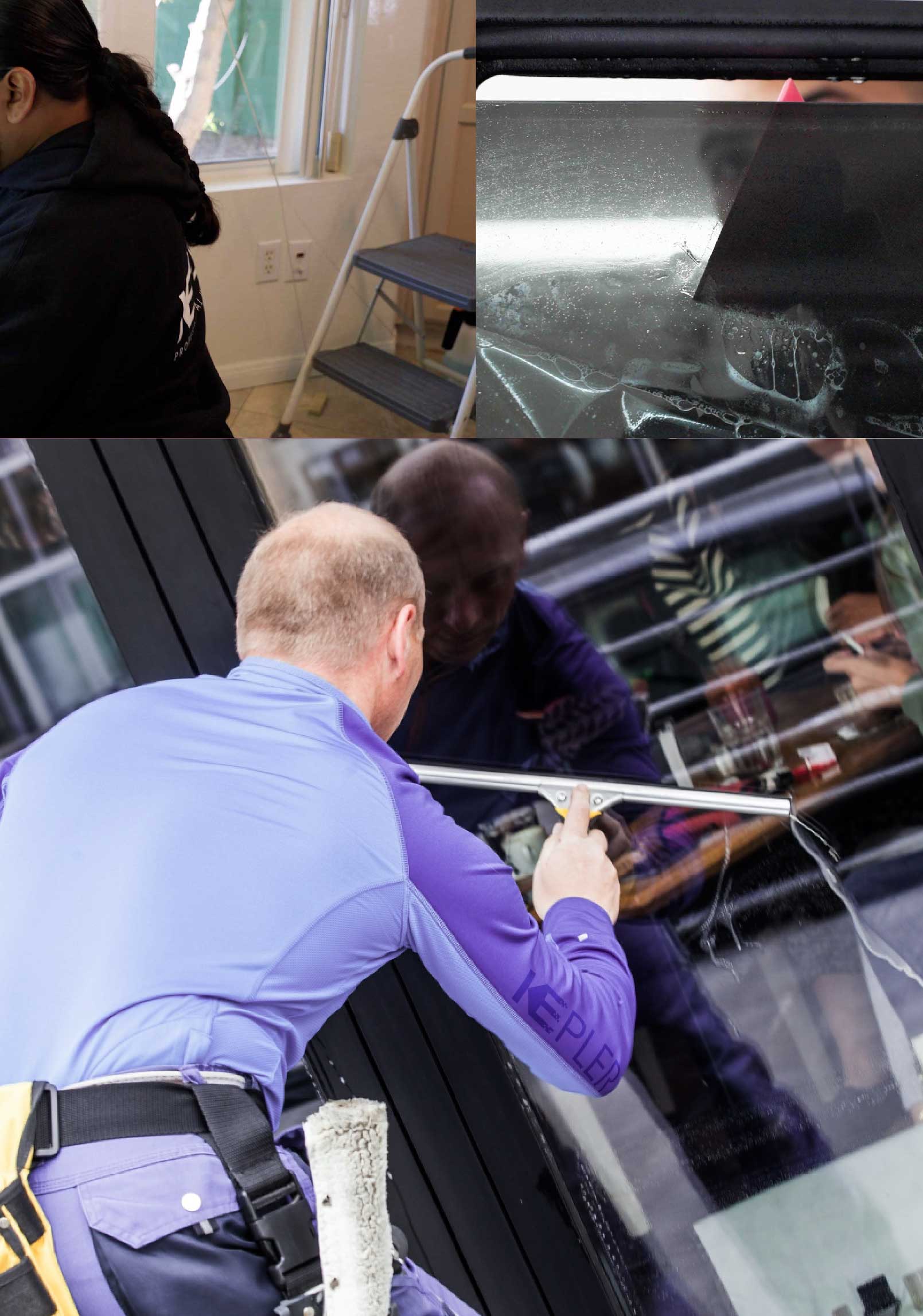 Kepler Skilled Applying Anti-Graffiti Window Film to a Eau Claire Shop Front