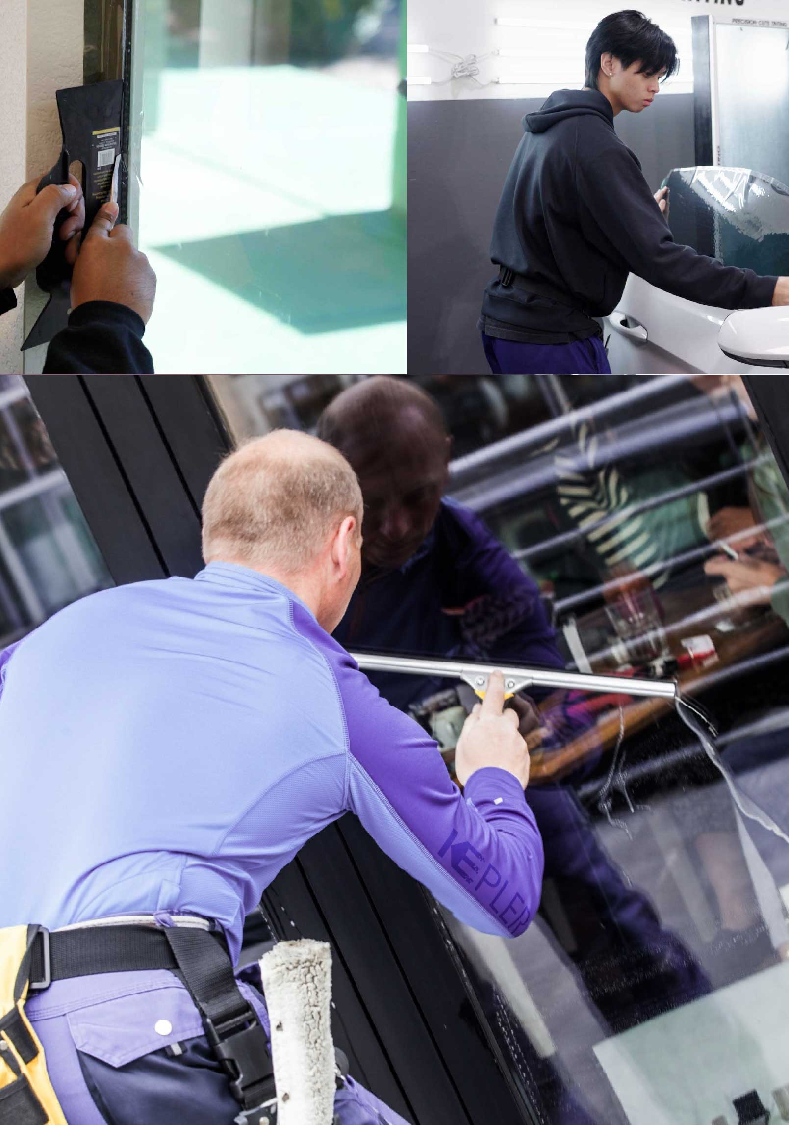Kepler Professional Applying Anti-Graffiti Window Film to a Copiague Shop Front