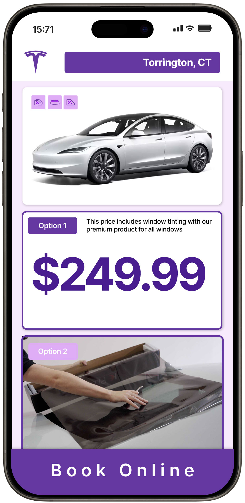 View Competitive Tesla Window Tinting Prices in Torrington, Connecticut