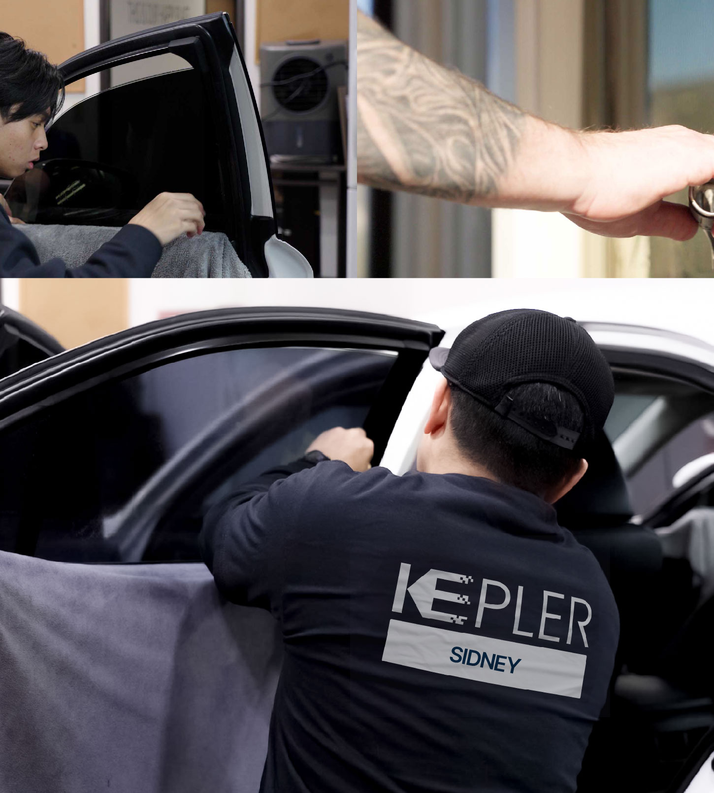 Automotive Window Tinting Expert Applying Film in Sidney, Ohio