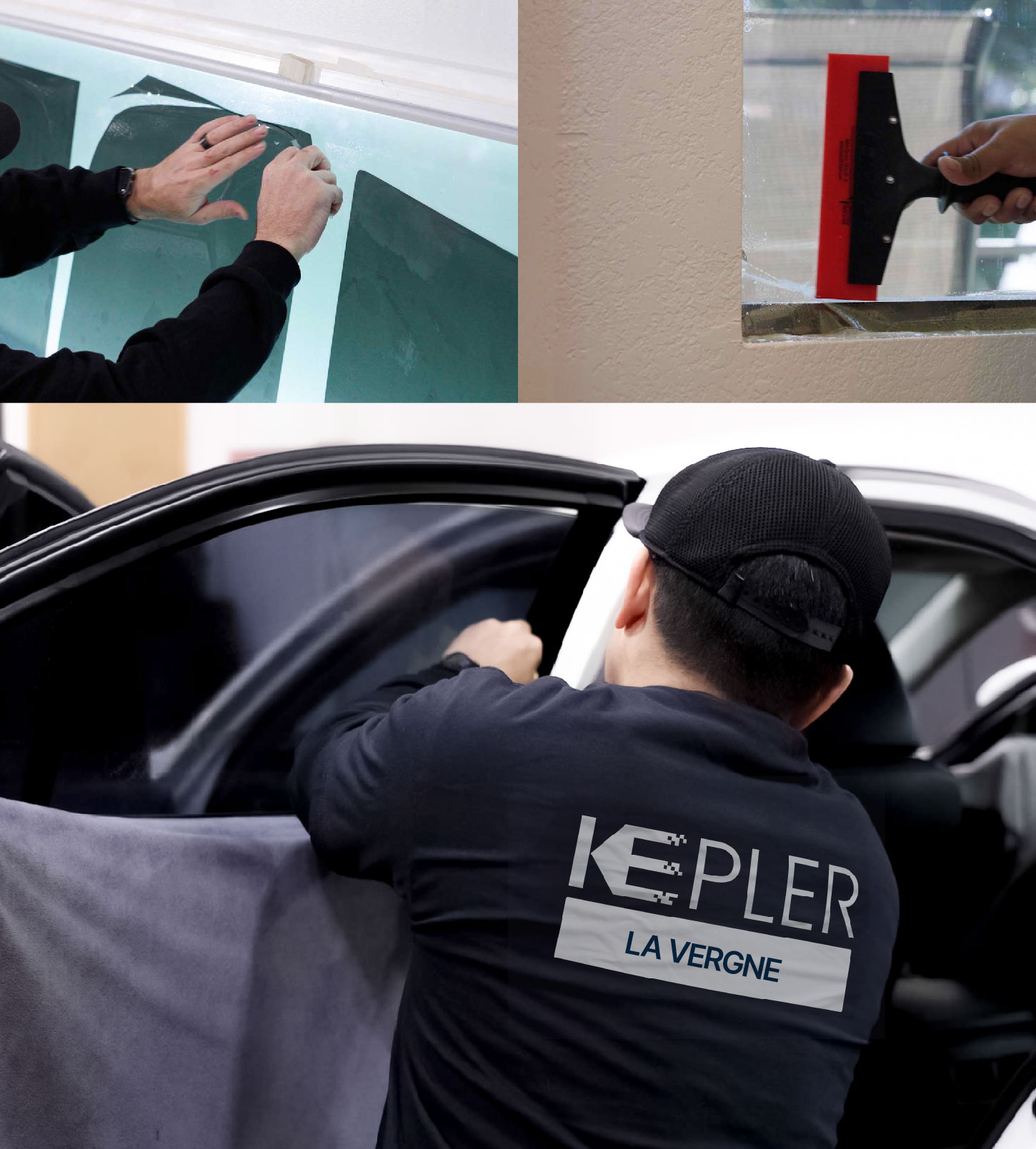 Automotive Window Tinting Expert Applying Film in La Vergne, Tennessee