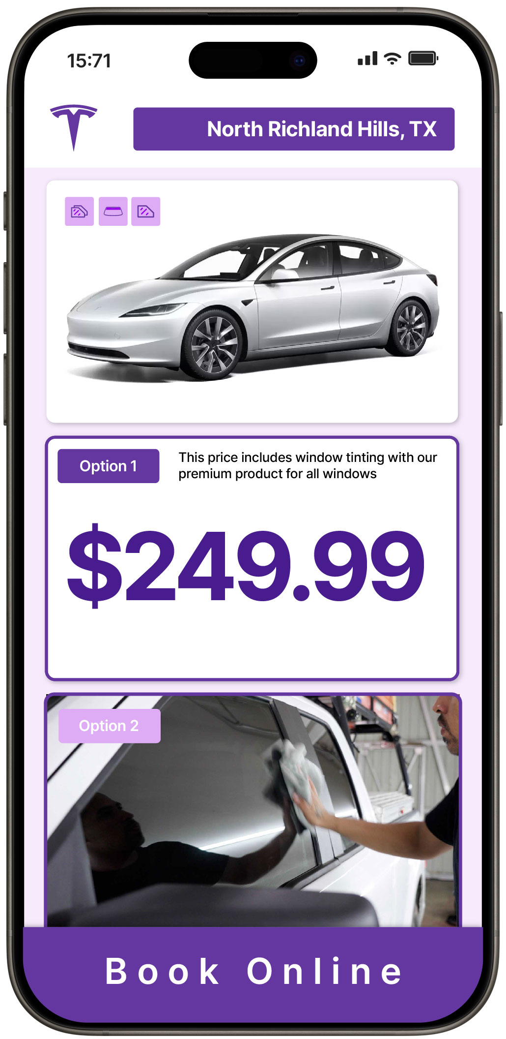 View Reasonable Tesla Window Tinting Costs in North Richland Hills, Texas
