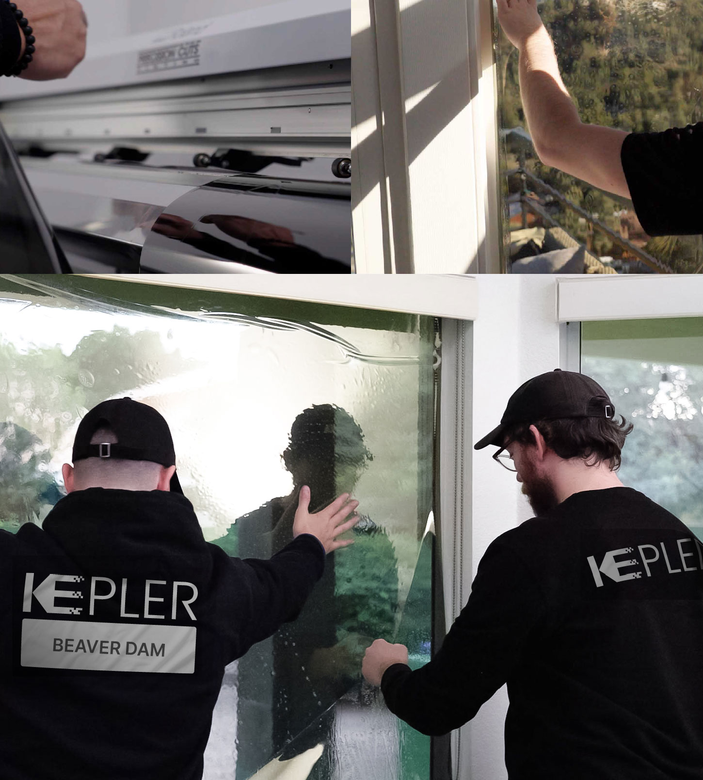 Expert Technician Applying Advanced Window Tint to Home in Beaver Dam