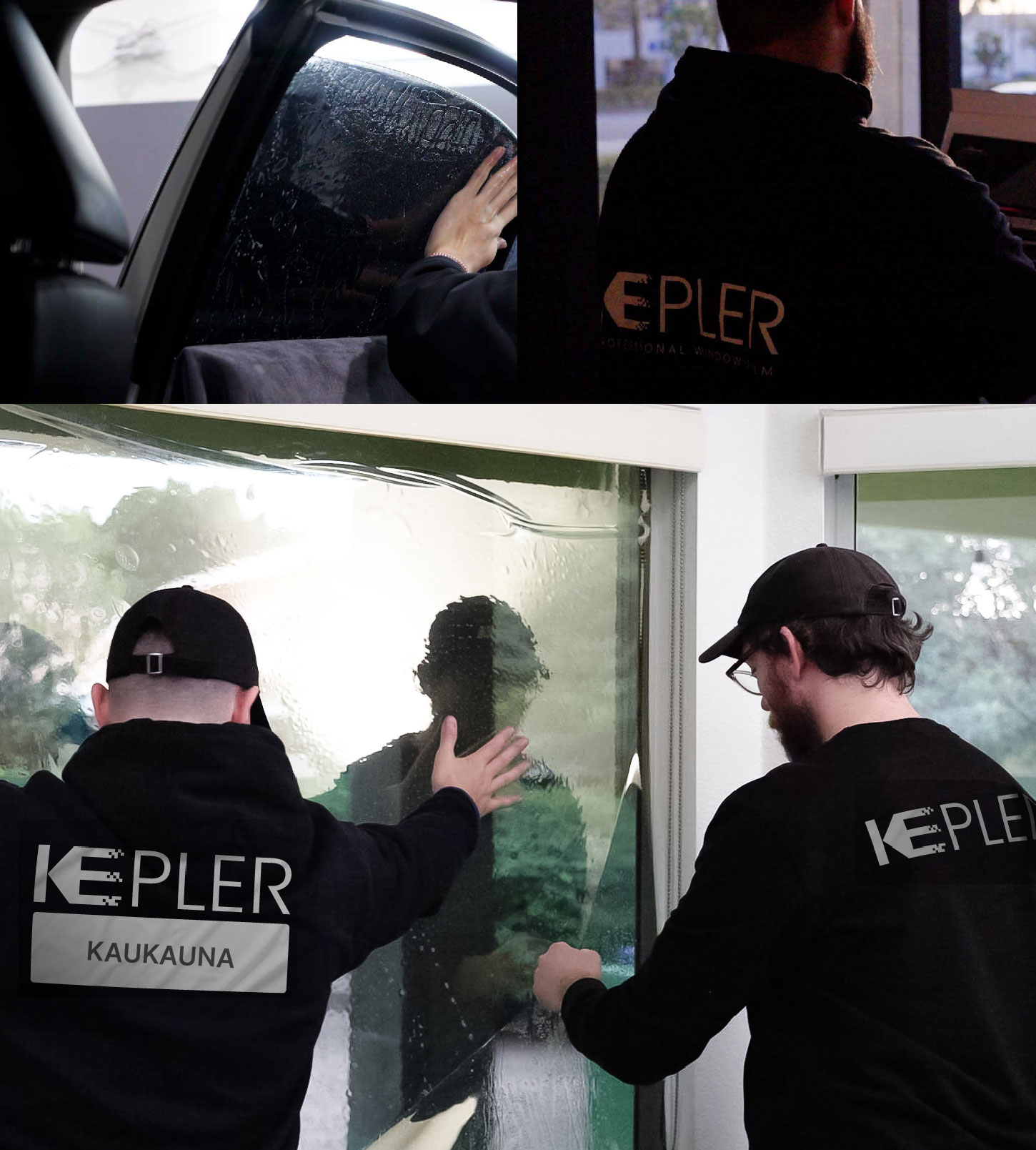 Kepler Technician Applying Advanced Window Tint to Home in Kaukauna