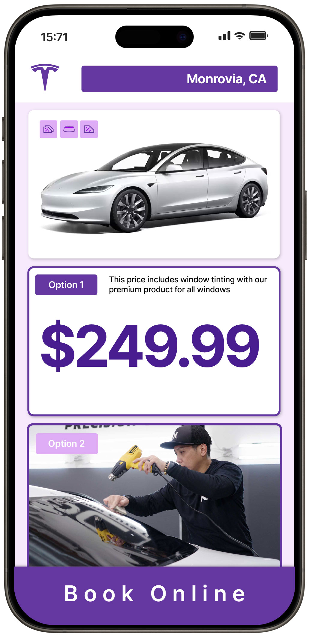 View Reasonable Tesla Window Tinting Prices in Monrovia, California