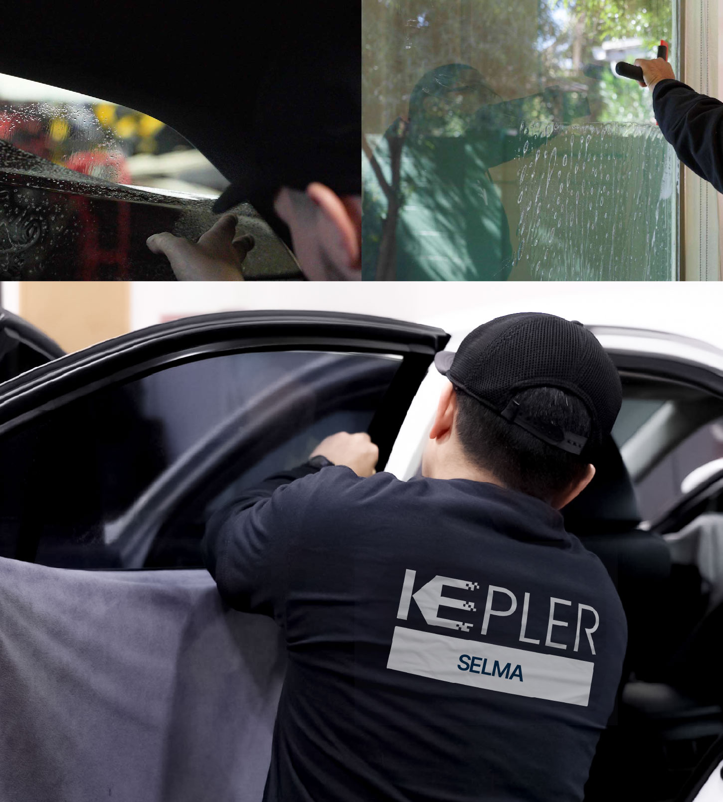Automotive Window Tinting Expert Applying Film in Selma, Alabama