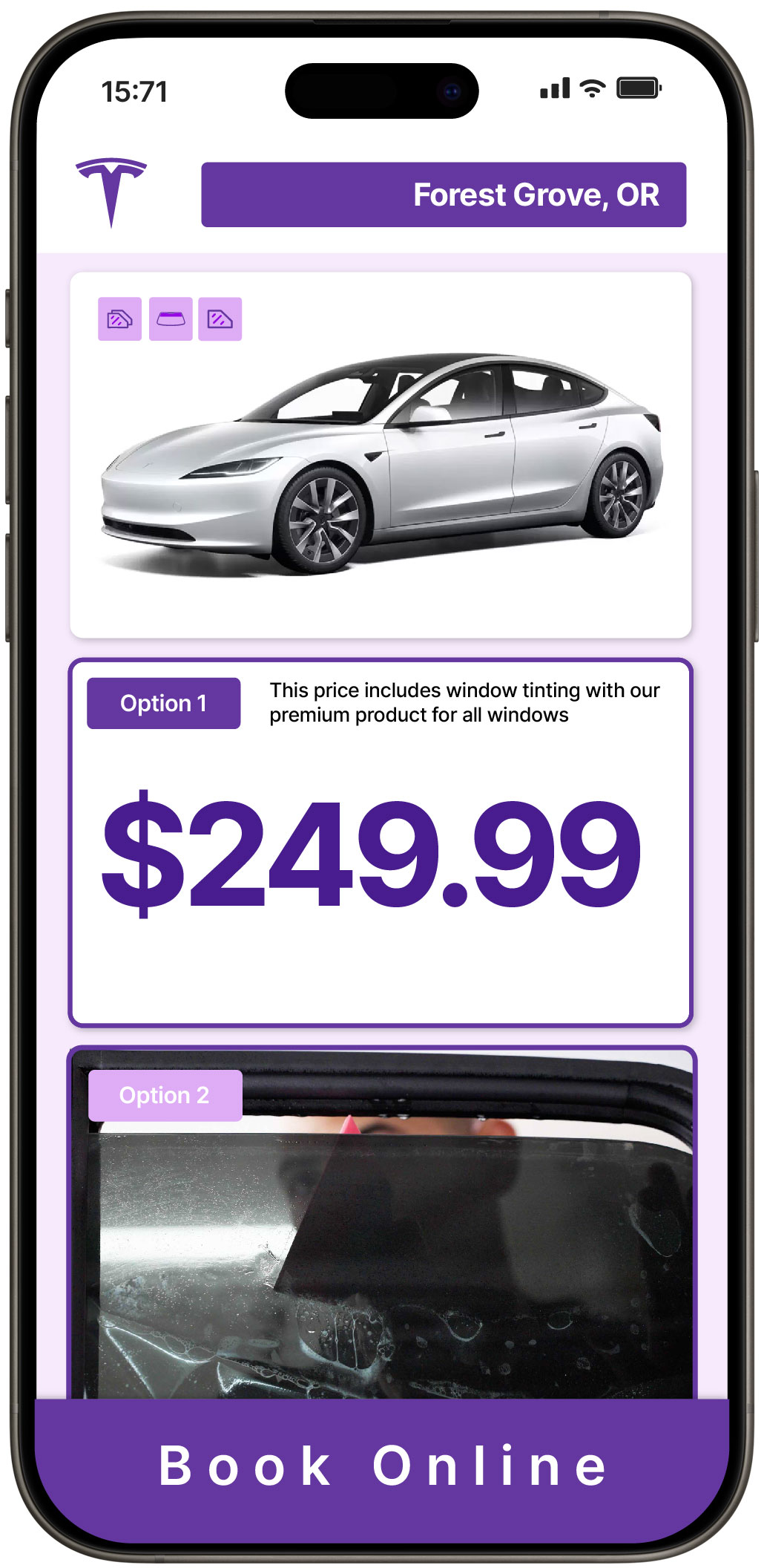 View Affordable Tesla Window Tinting Rates in Forest Grove, Oregon