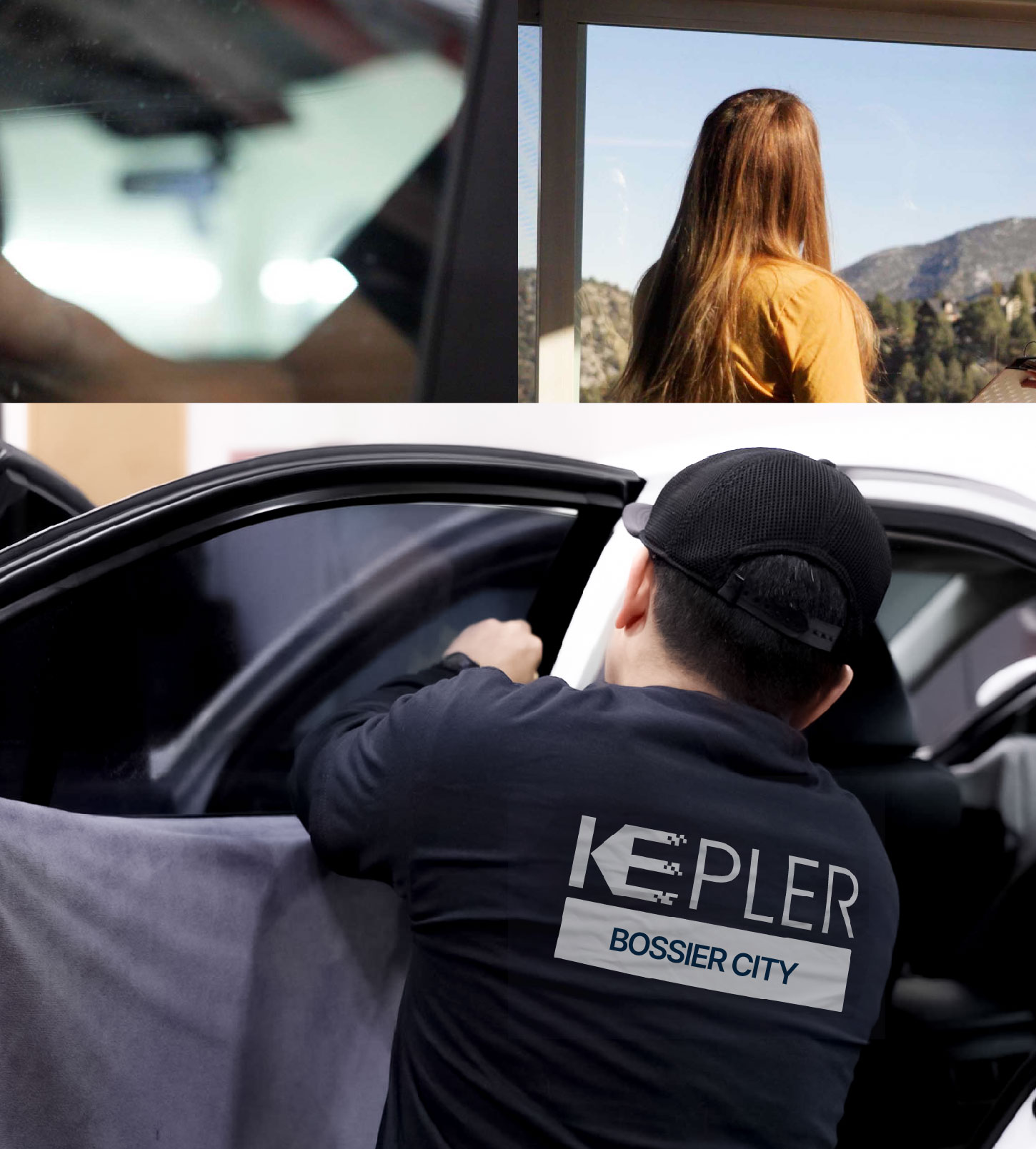 Automotive Window Tinting Expert Applying Film in Bossier City, Louisiana