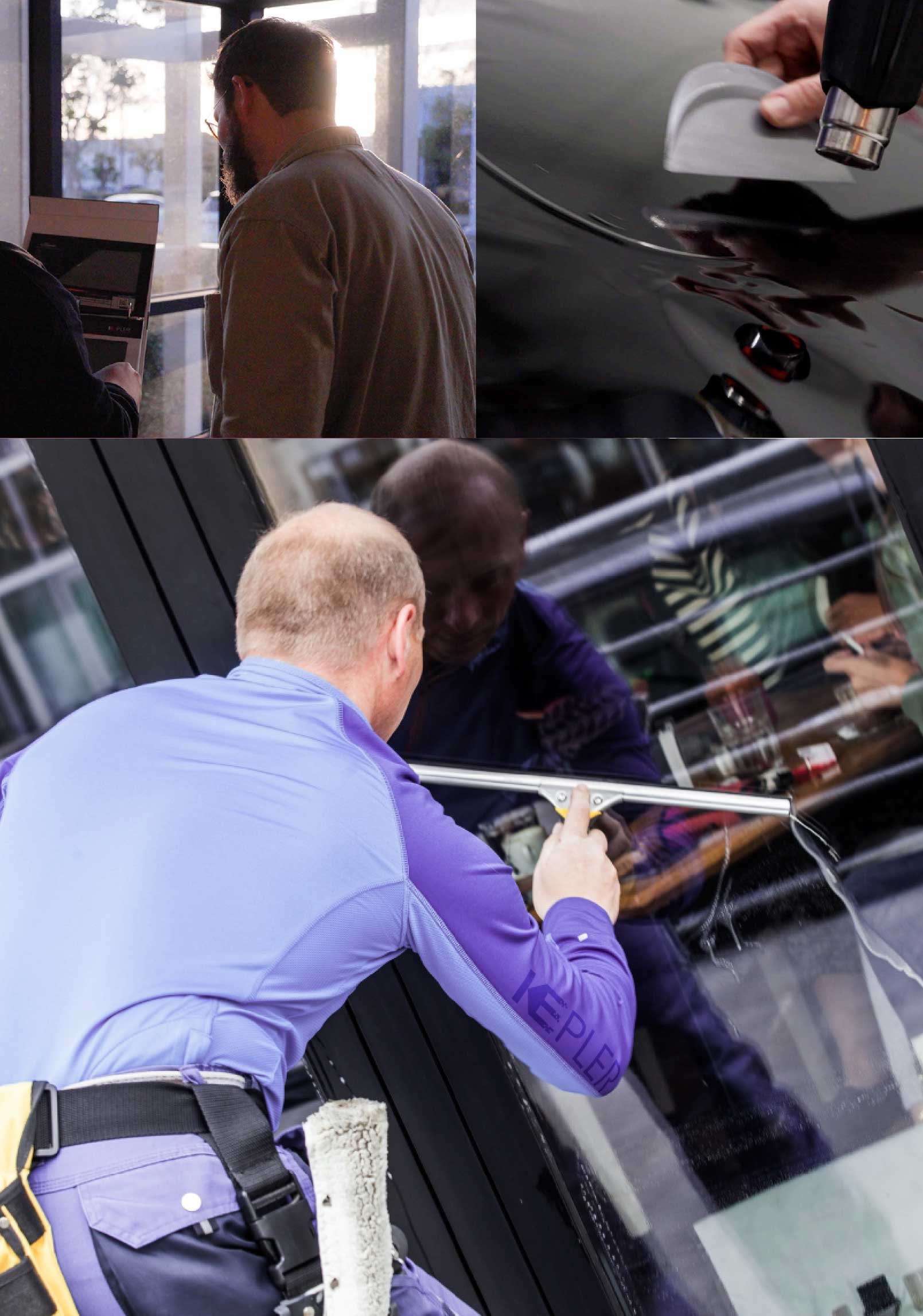 Kepler Expert Applying Anti-Graffiti Window Film to a Huntington Shop Front