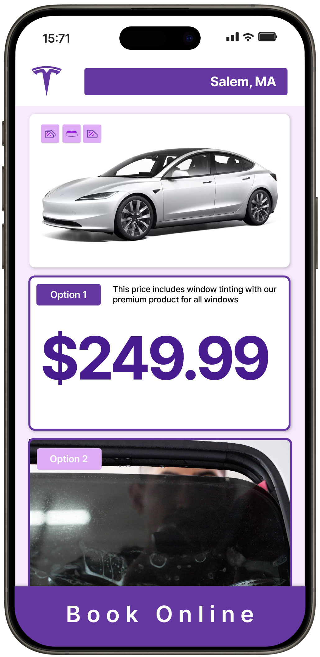 View Reasonable Tesla Window Tinting Rates in Salem, Massachusetts