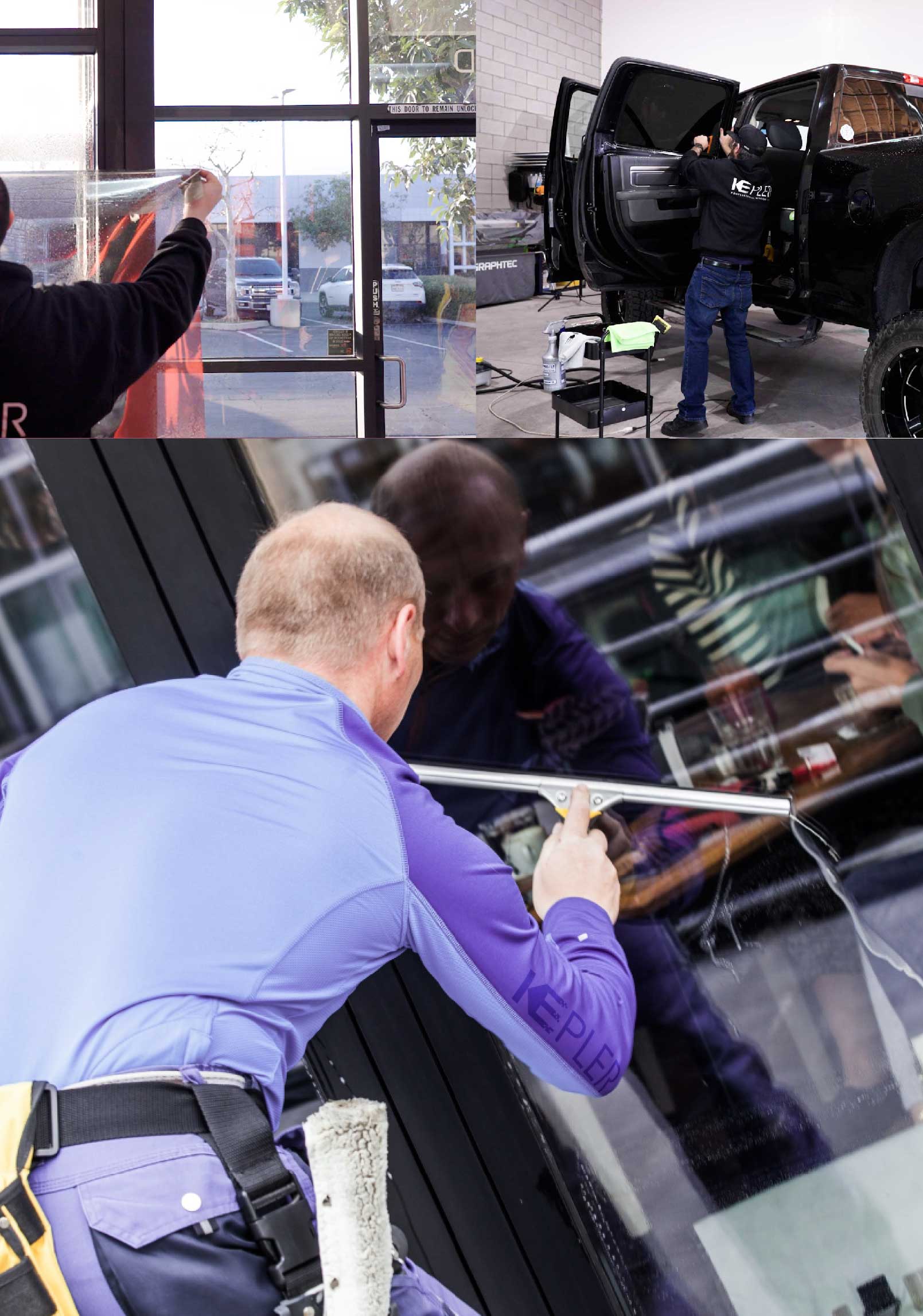 Kepler Expert Applying Anti-Graffiti Window Film to a Naples Shop Front
