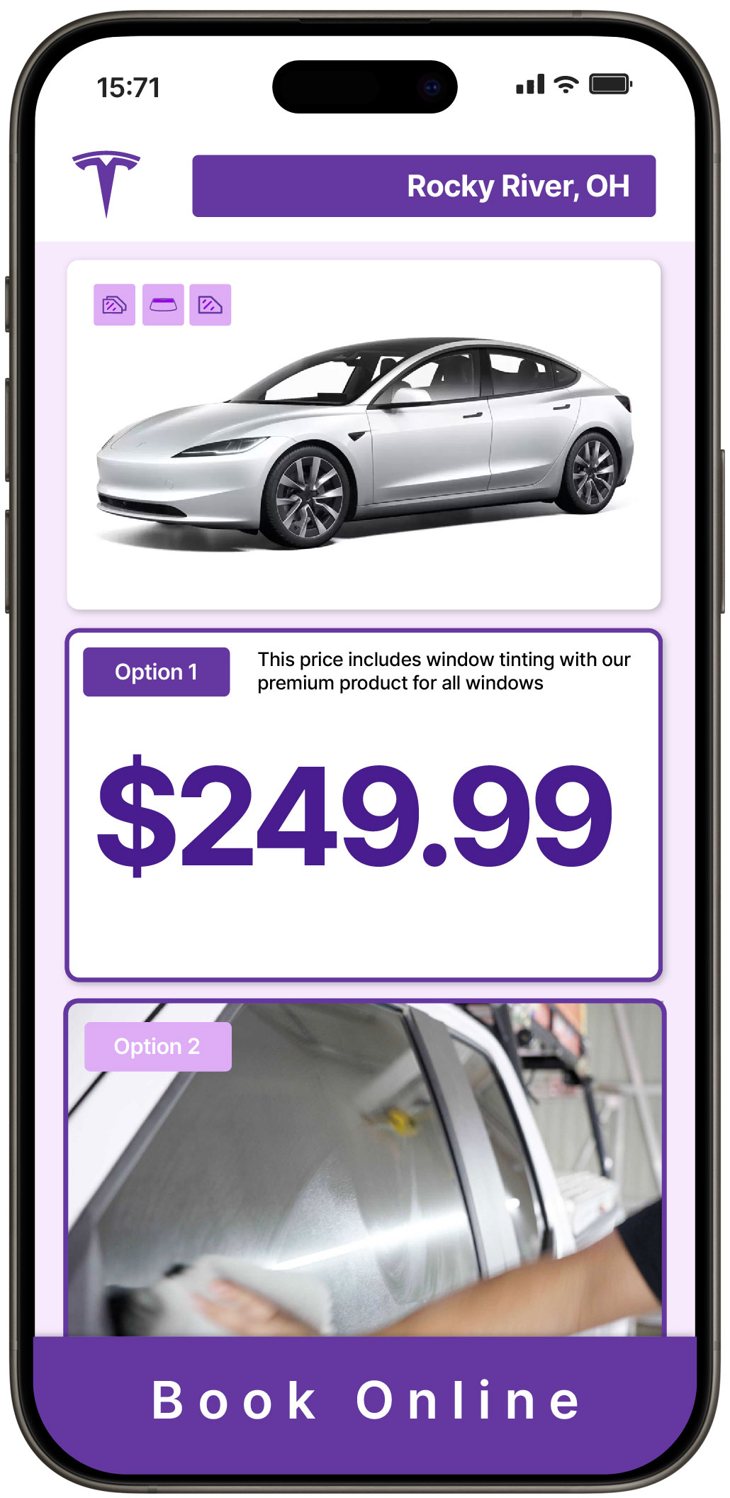 View Reasonable Tesla Window Tinting Costs in Rocky River, Ohio