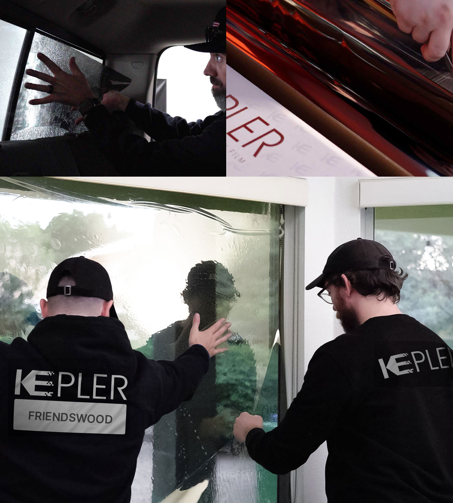 Kepler Technician Installing High-tech Window Tint to Home in Friendswood